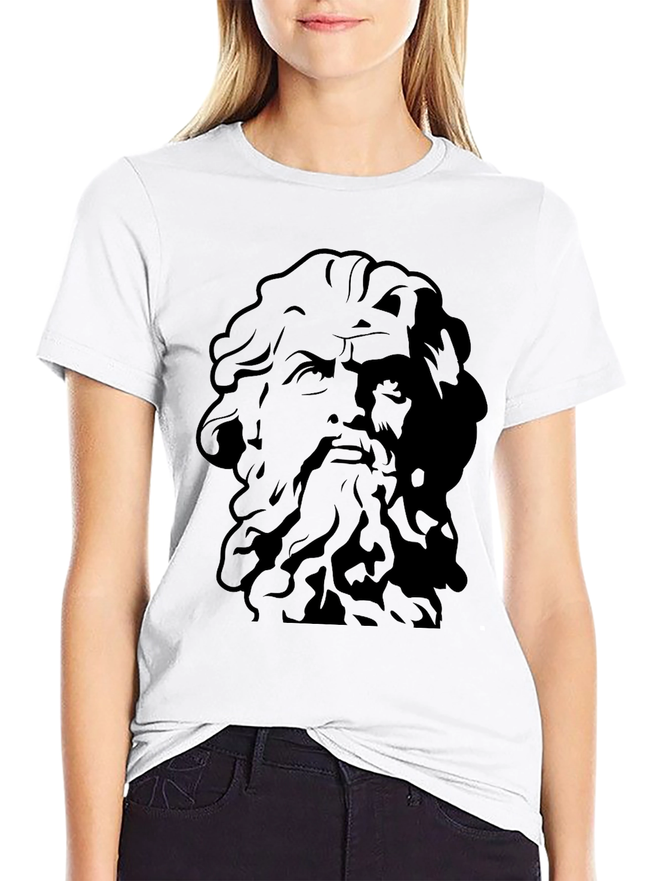 Greek God Graphic Tee - Black Cotton T-Shirt