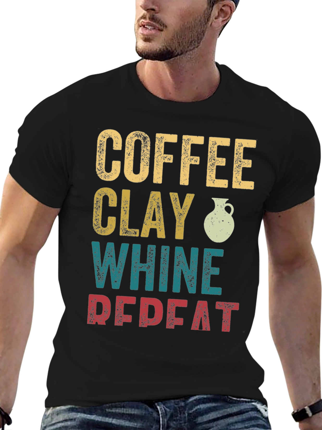 Coffee Clay Whine Repeat Graphic T-Shirt