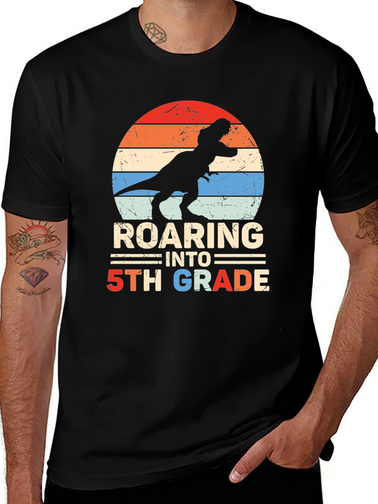 Roaring into 5th Grade Dinosaur T-Shirt