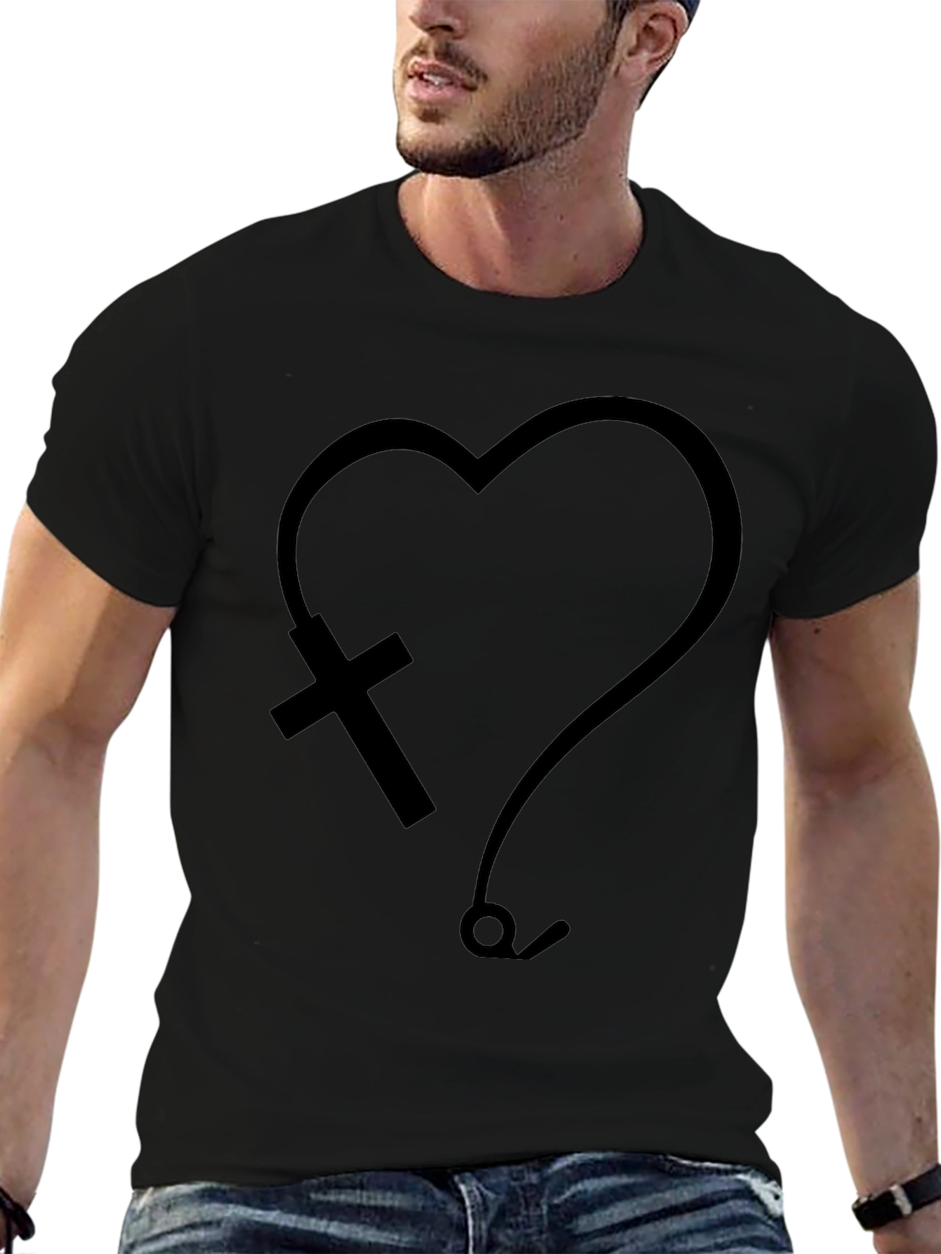 Heart Cross & Stethoscope Graphic T-Shirt