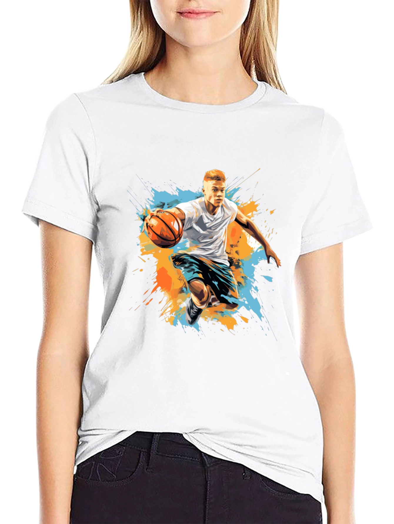 Basketball Player Graphic Tee - Trendy Sportswear