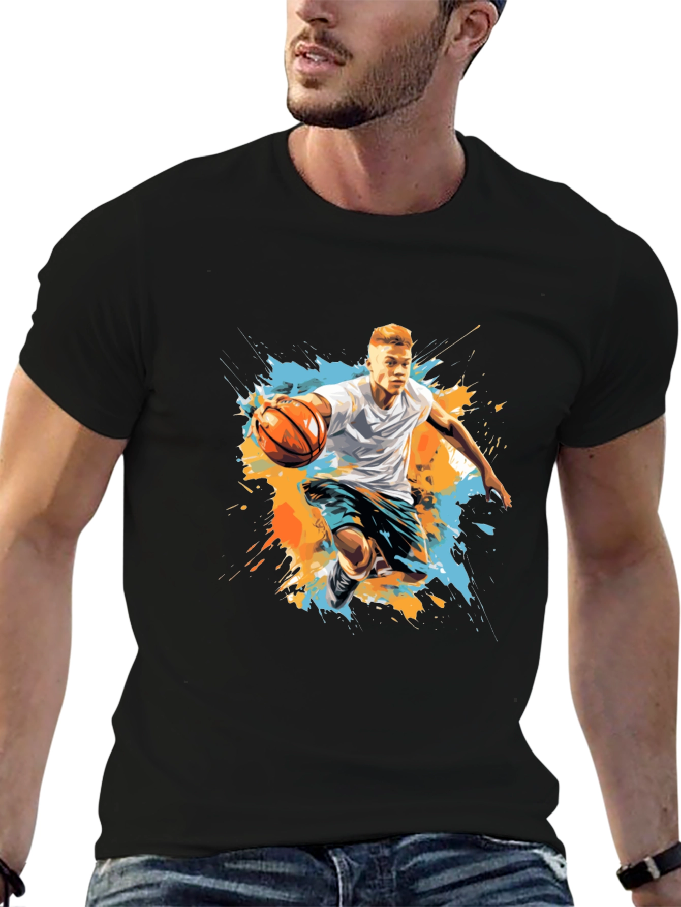 Basketball Player Graphic Tee - Trendy Sportswear