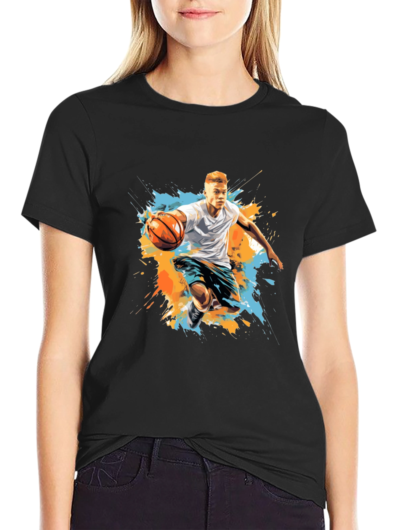 Basketball Player Graphic Tee - Trendy Sportswear