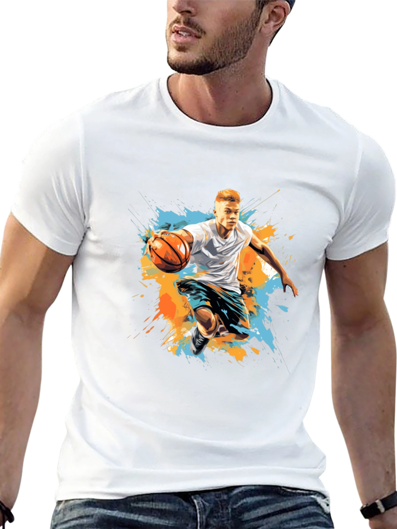 Basketball Player Graphic Tee - Trendy Sportswear