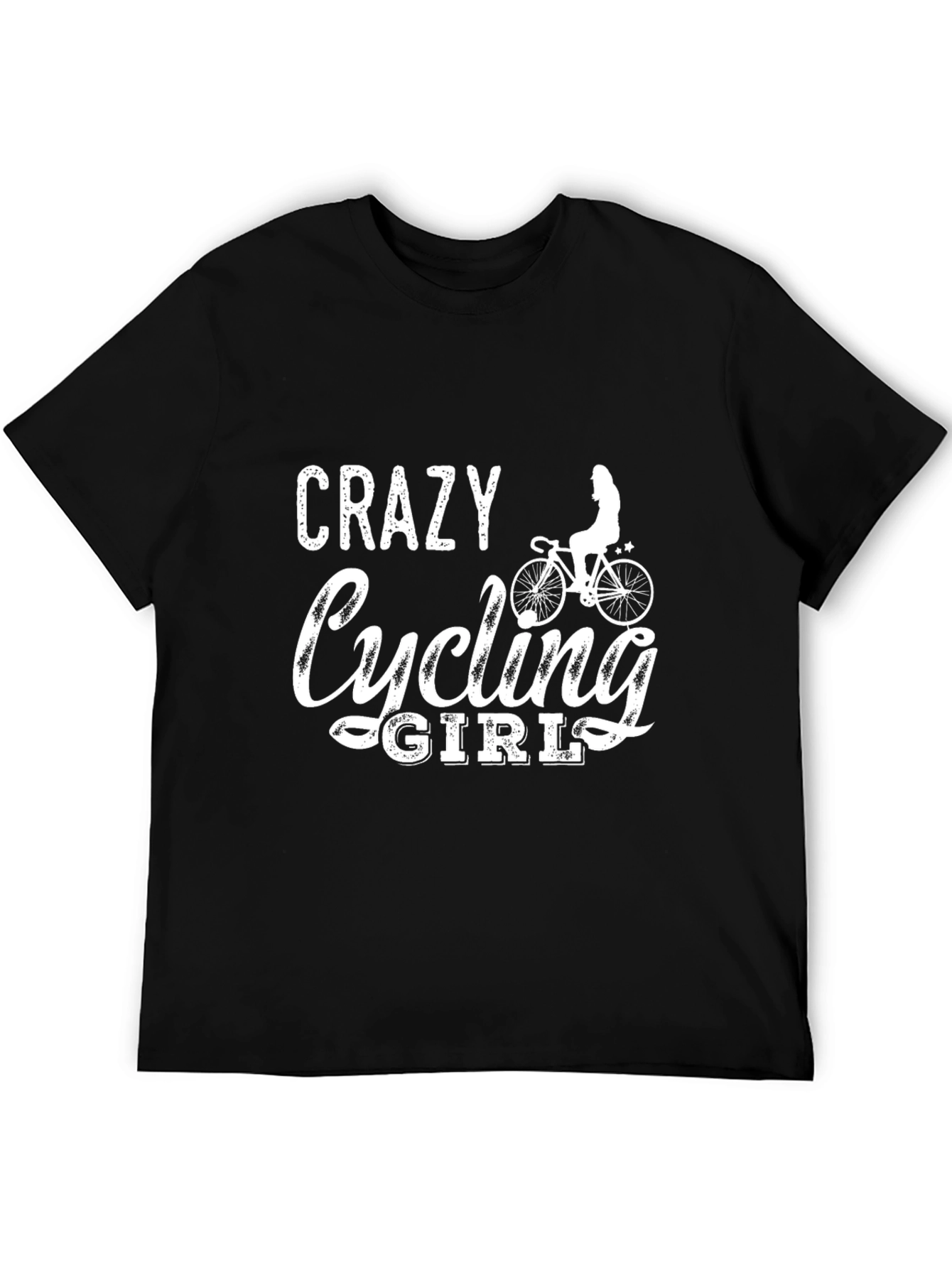 Crazy Cycling Girl T-Shirt - Black Cotton Tee