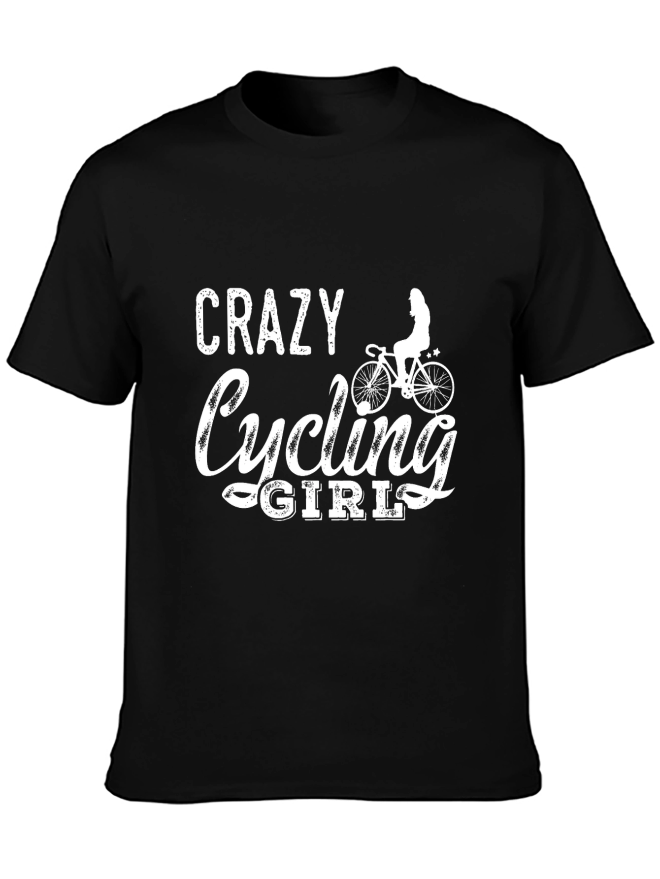 Crazy Cycling Girl T-Shirt - Black Cotton Tee