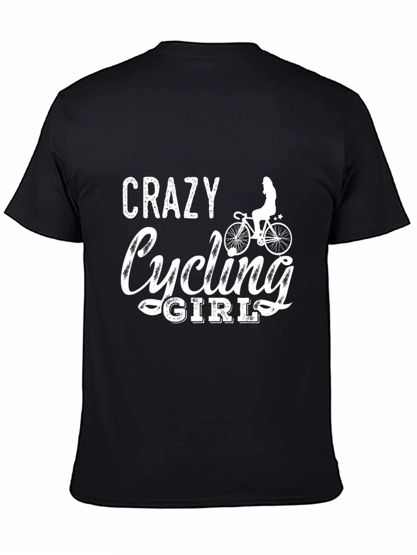 Crazy Cycling Girl T-Shirt - Black Cotton Tee