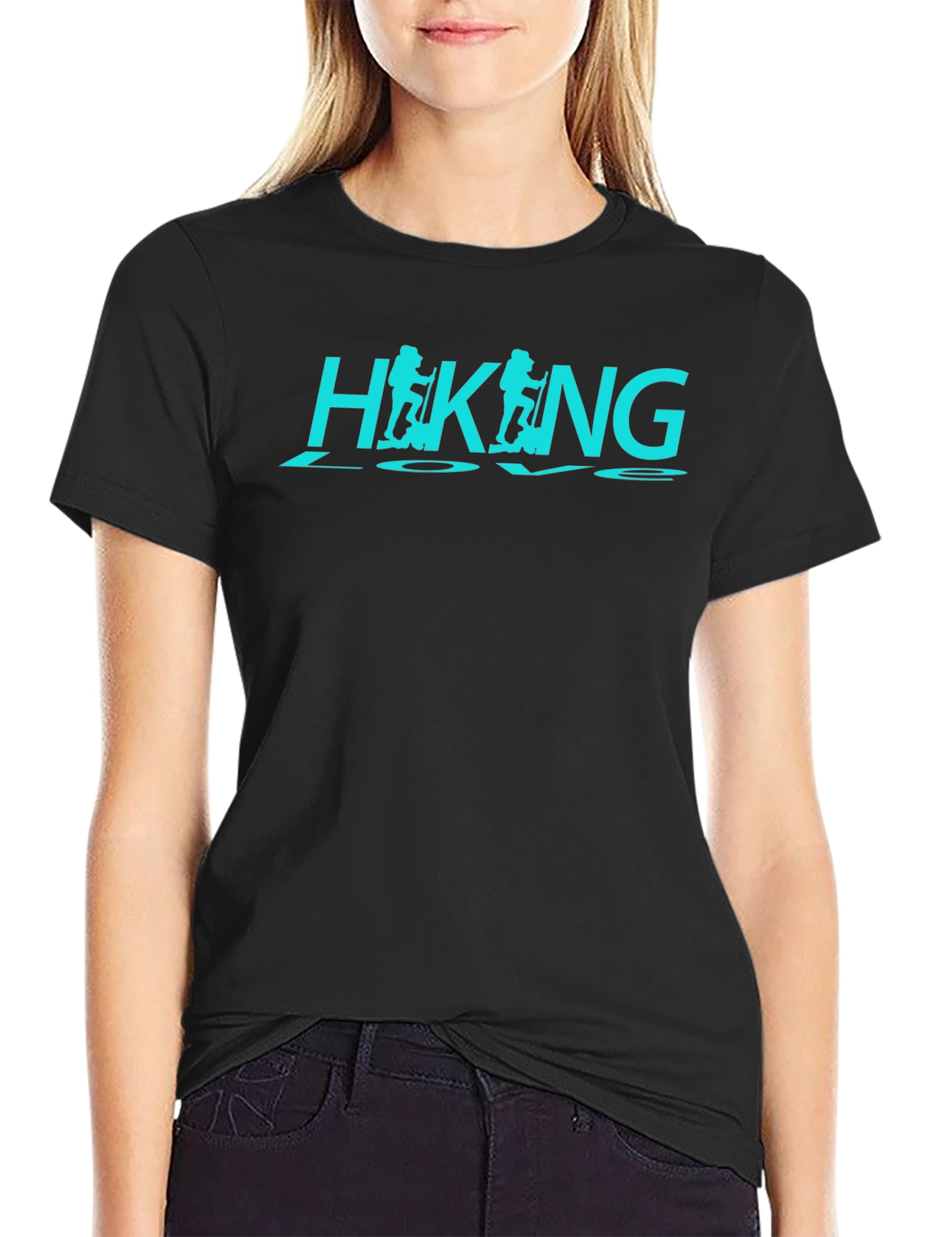 Hiking Love Black Graphic T-Shirt