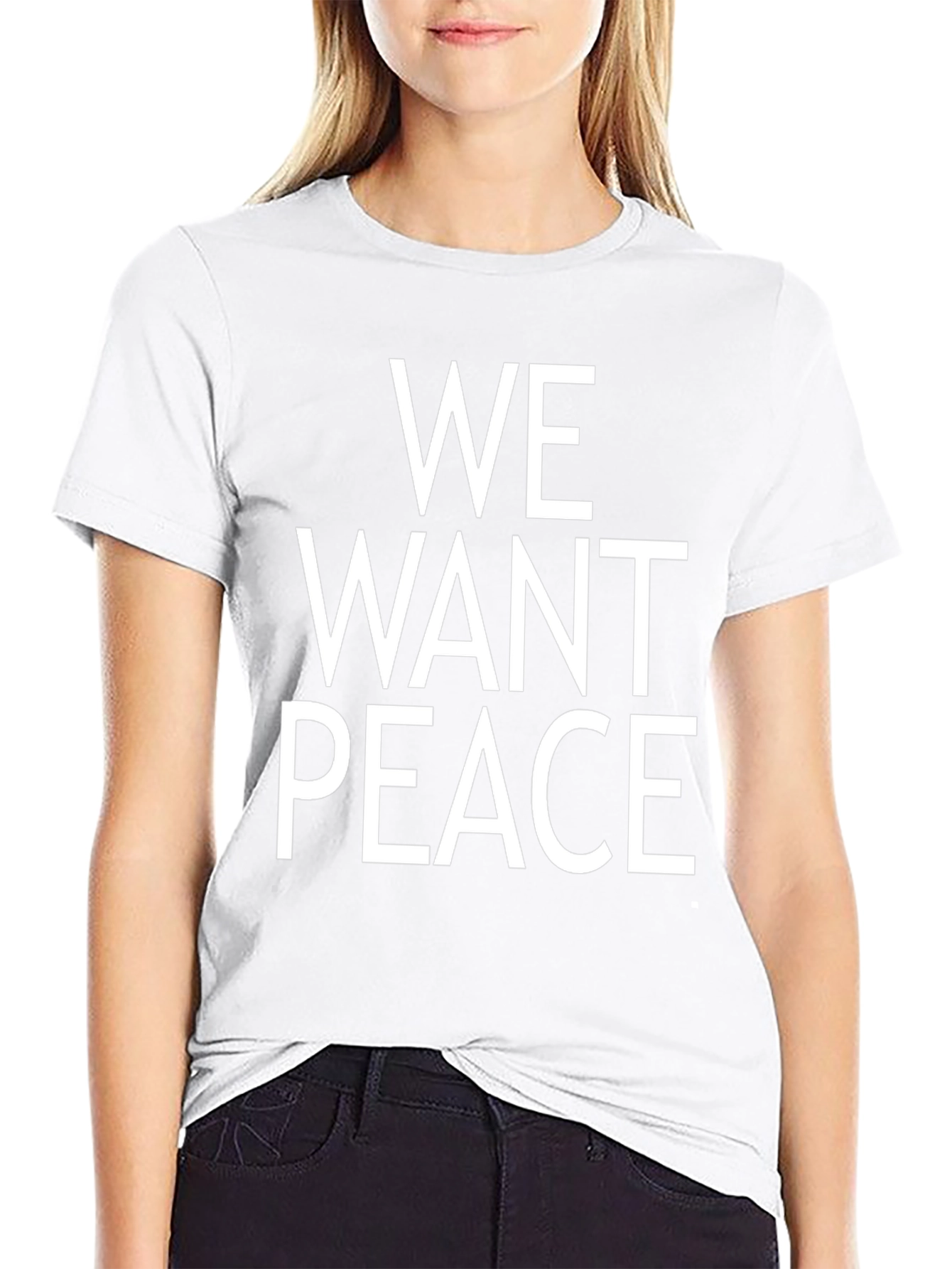 We Want Peace Black Graphic T-Shirt