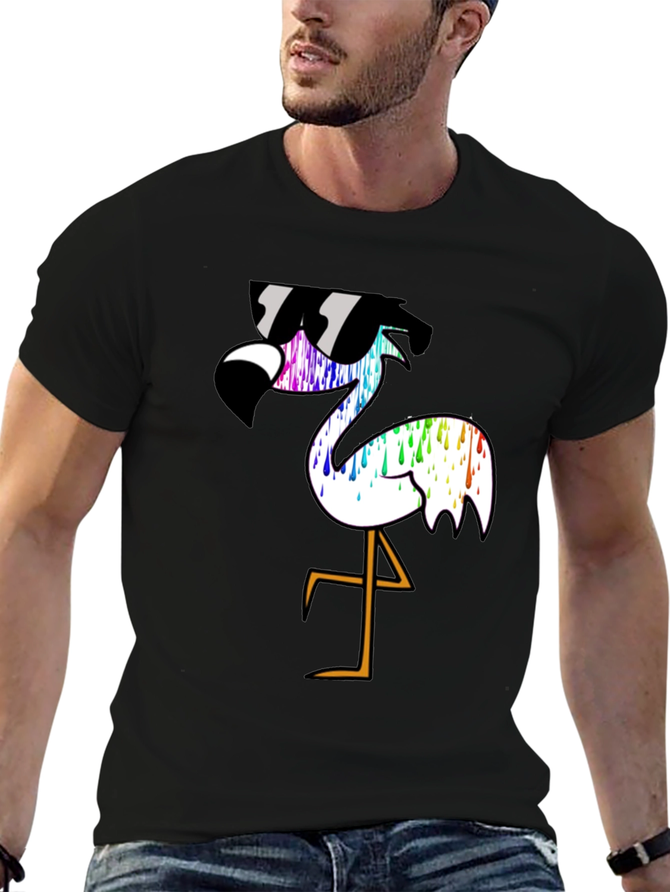 Cool Flamingo Graphic T-Shirt - Black
