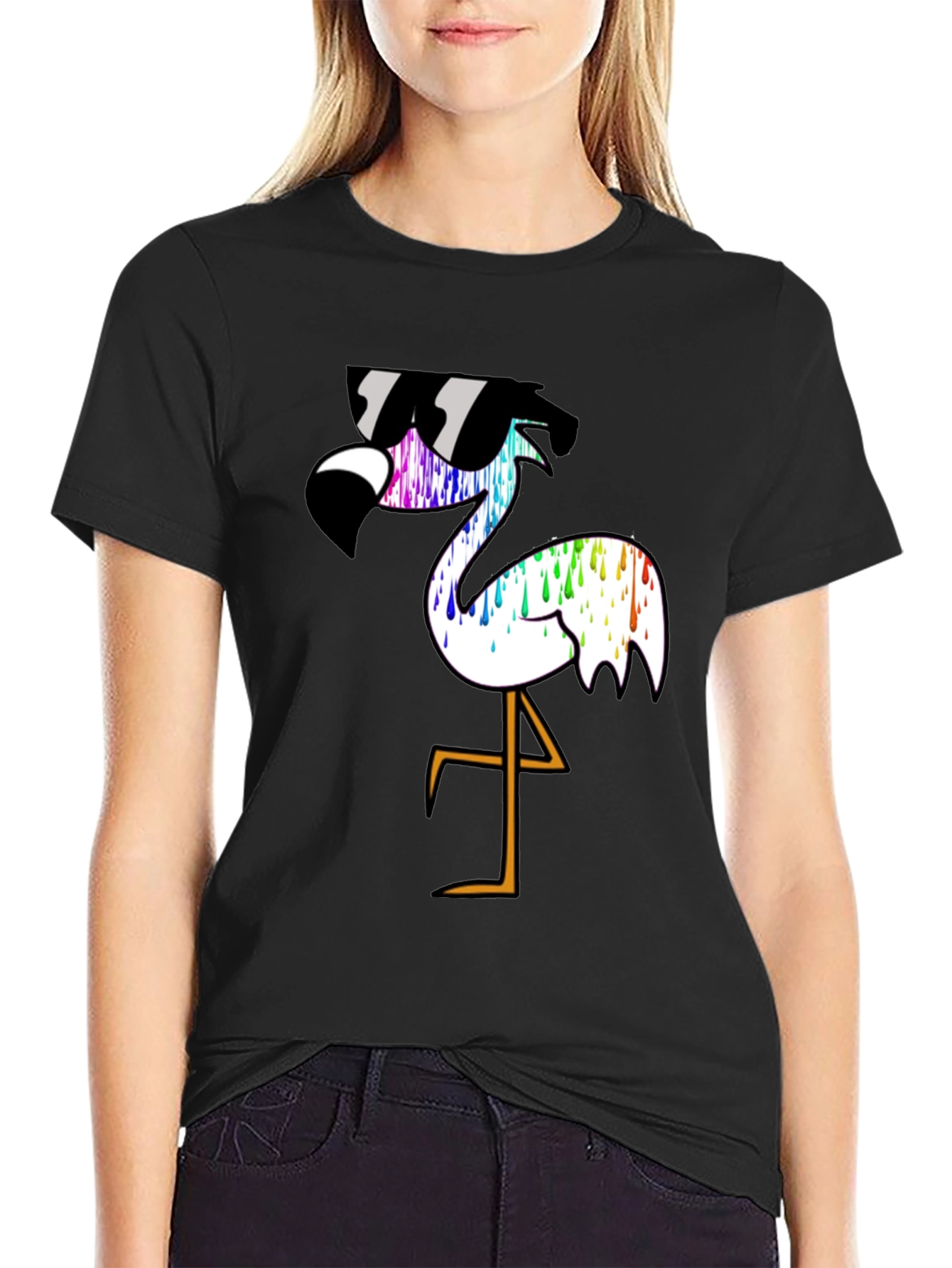 Cool Flamingo Graphic T-Shirt - Black