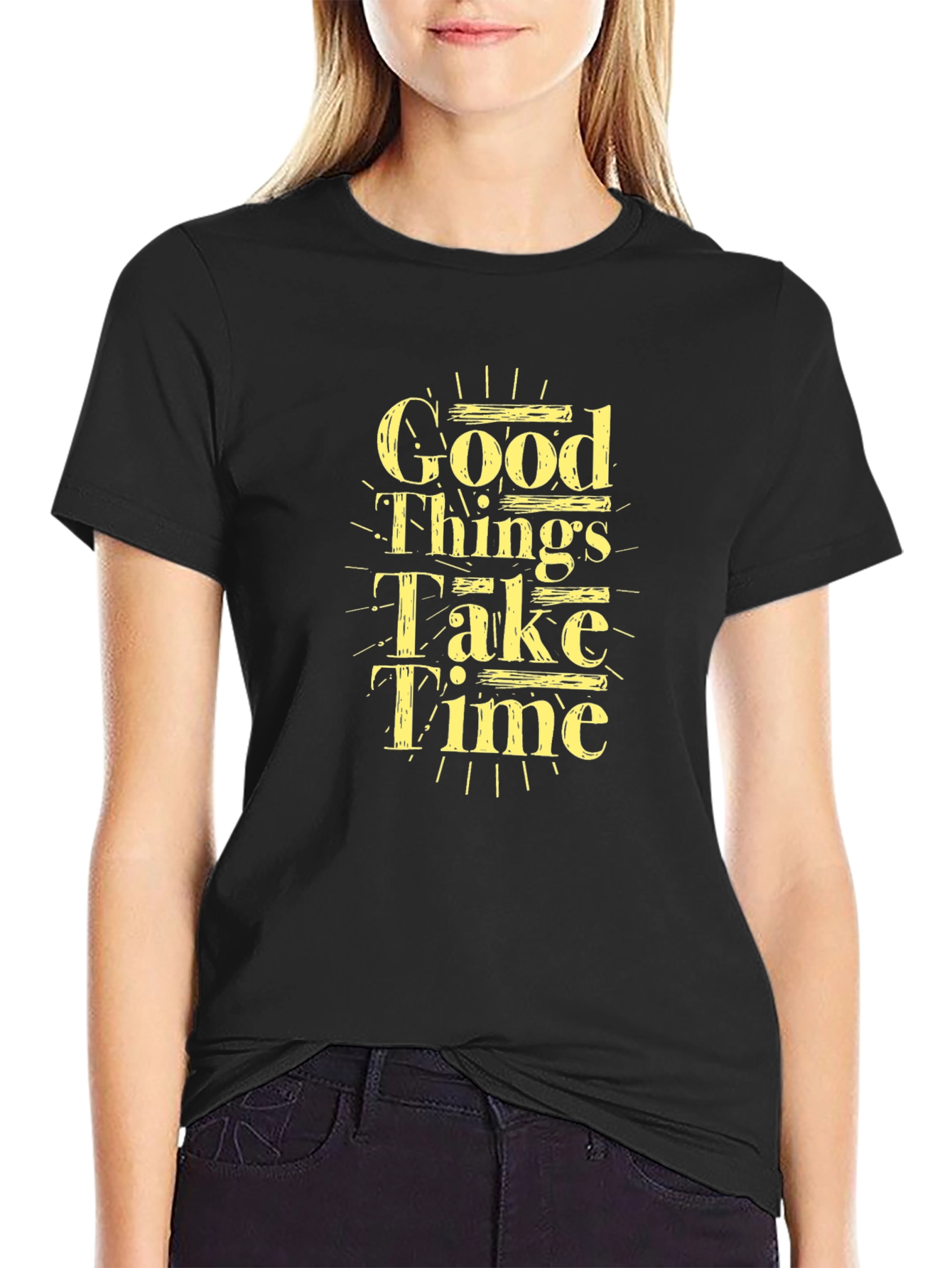 Good Things Take Time Black Graphic Tee