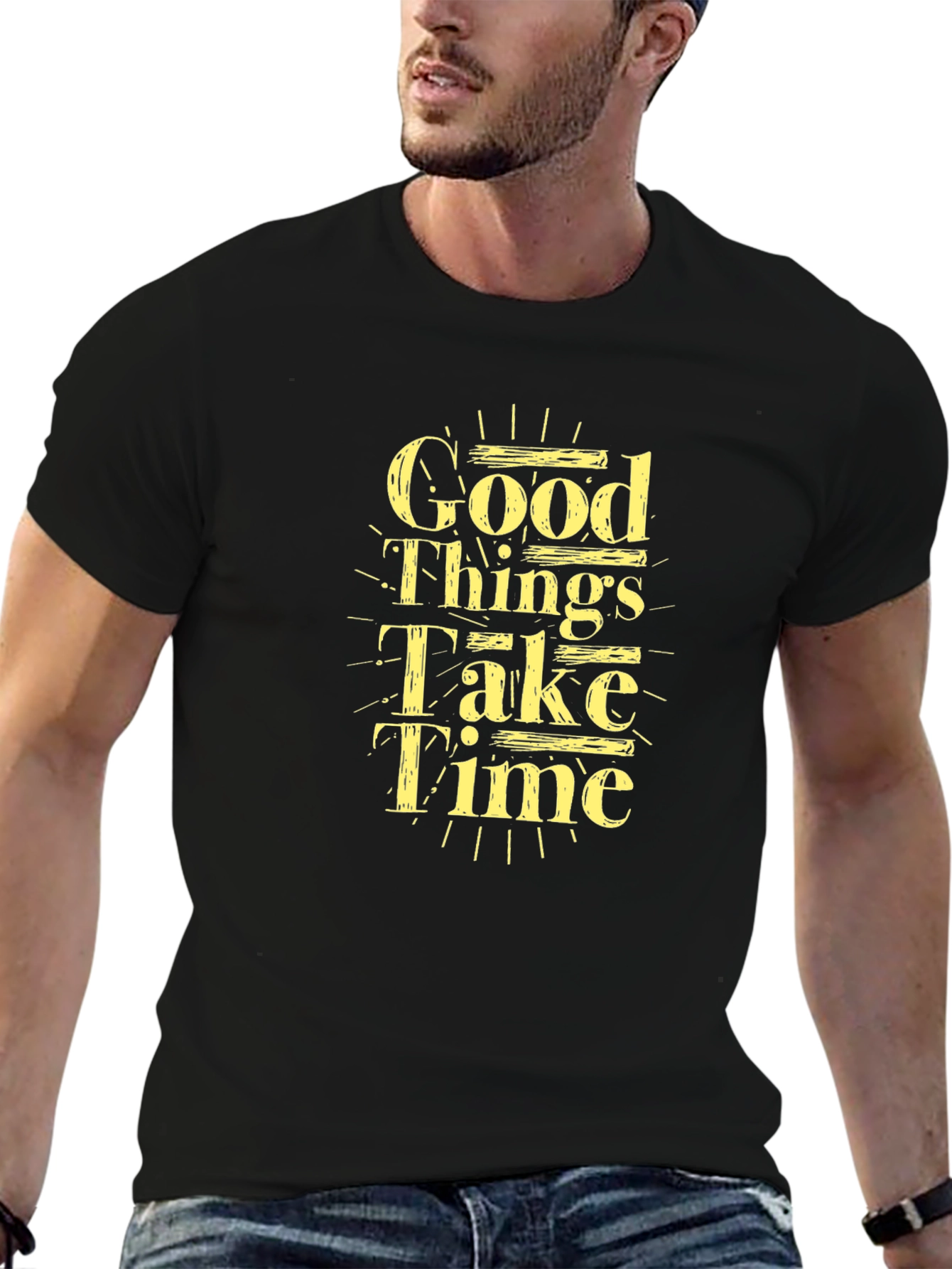 Good Things Take Time Black Graphic Tee