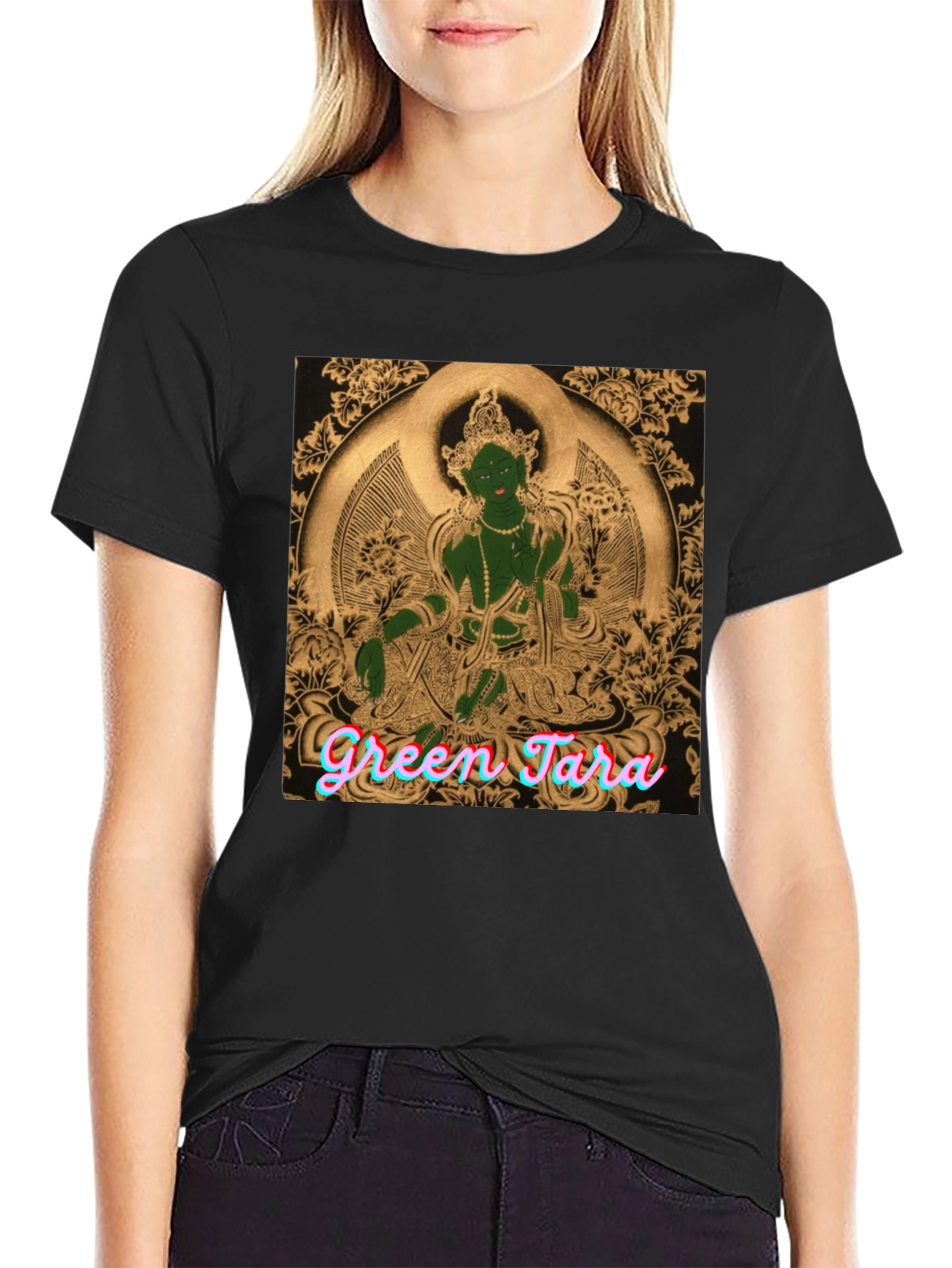 Green Tara Graphic T-Shirt - Spiritual Design