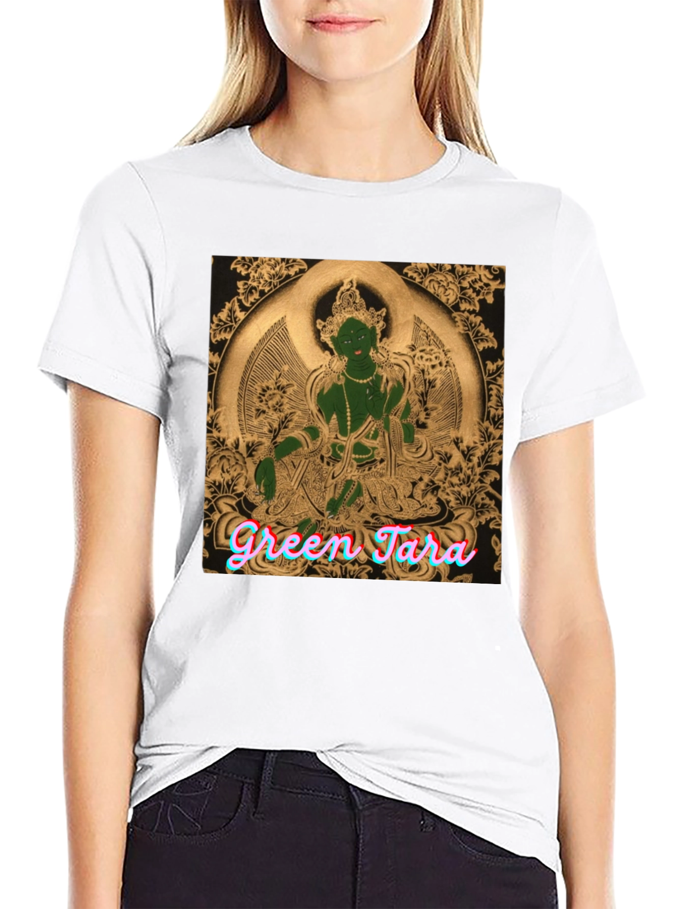 Green Tara Graphic T-Shirt - Spiritual Design