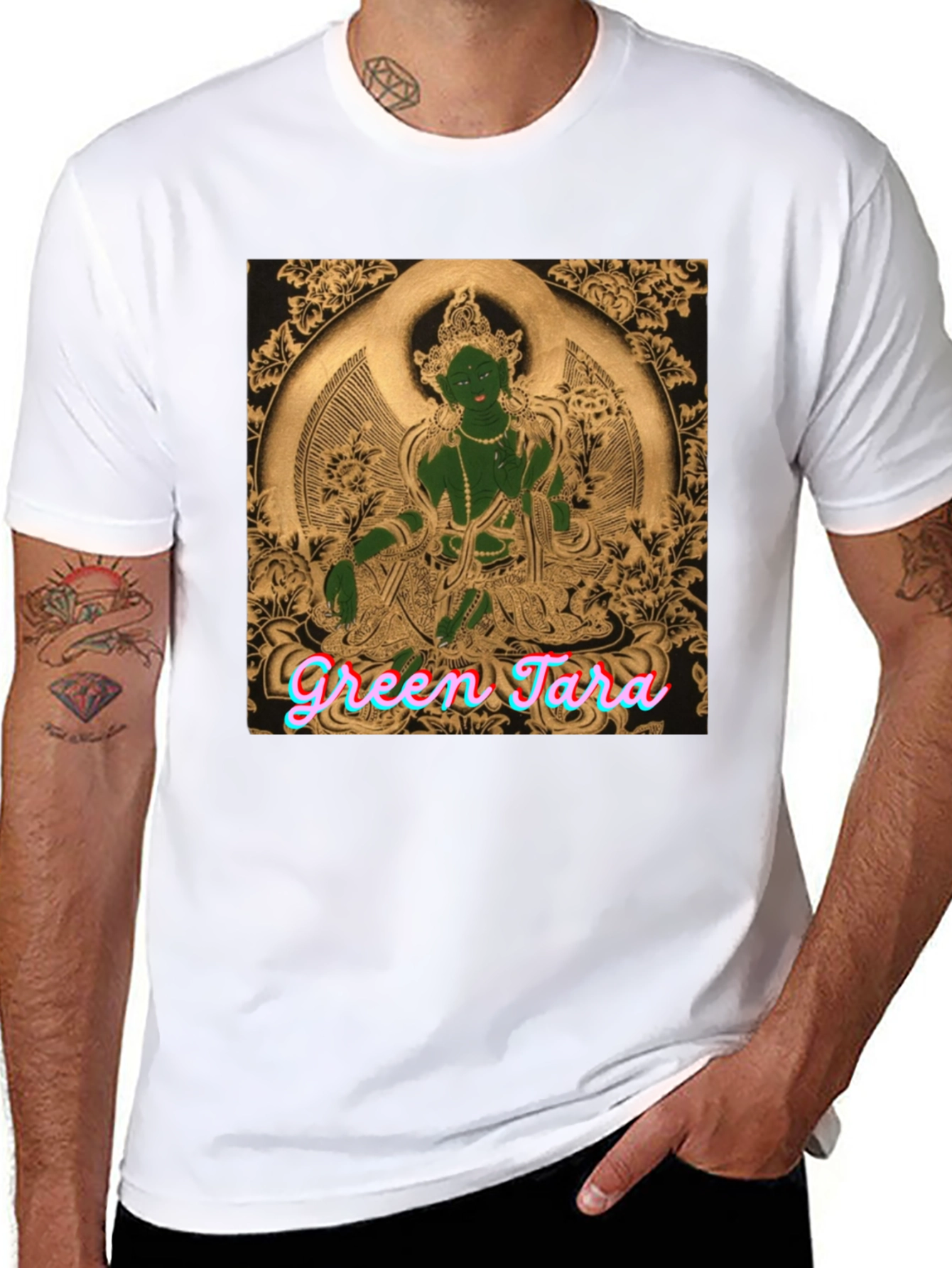 Green Tara Graphic T-Shirt - Spiritual Design