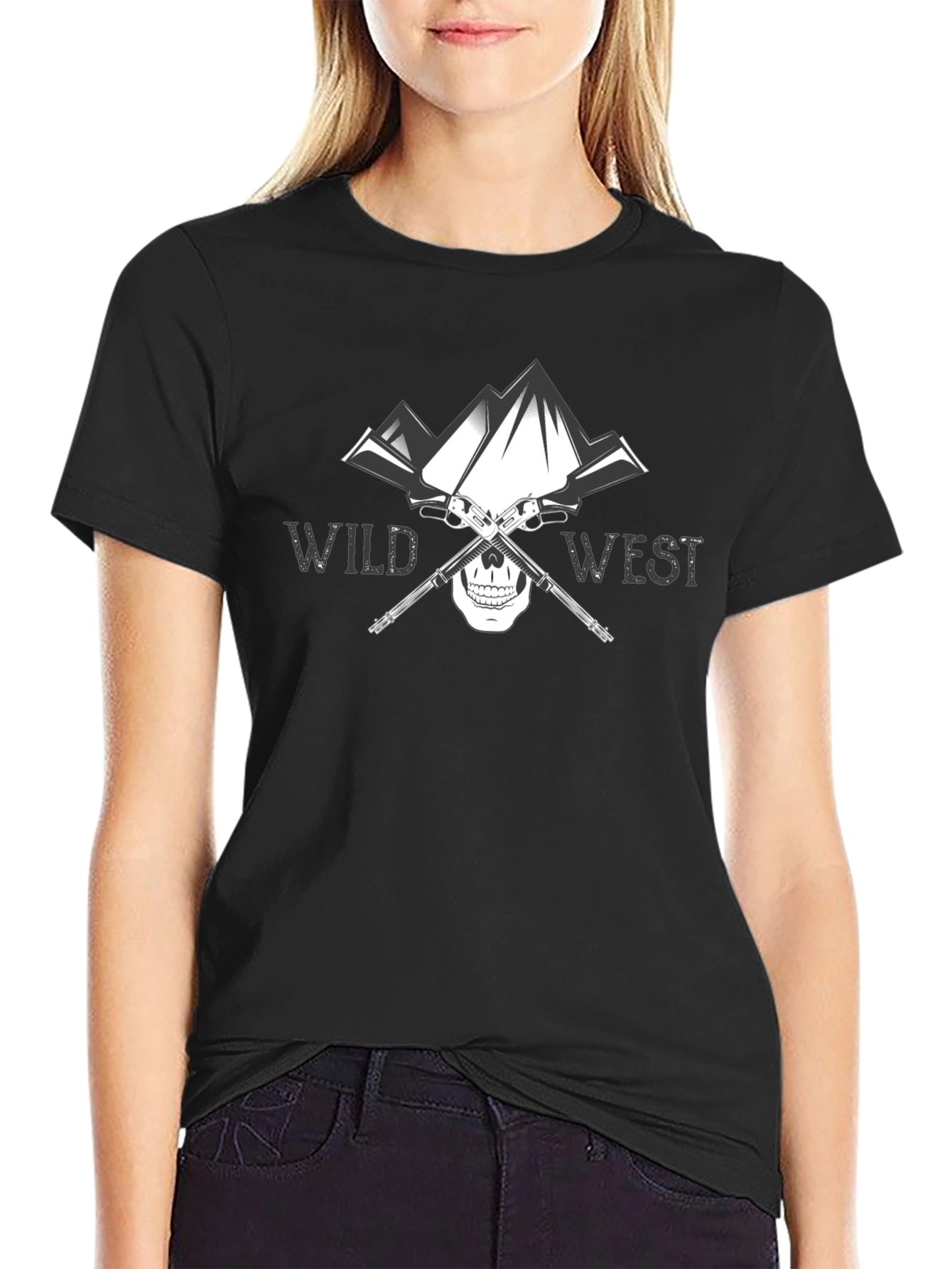 Wild West Skull & Guns Graphic T-Shirt