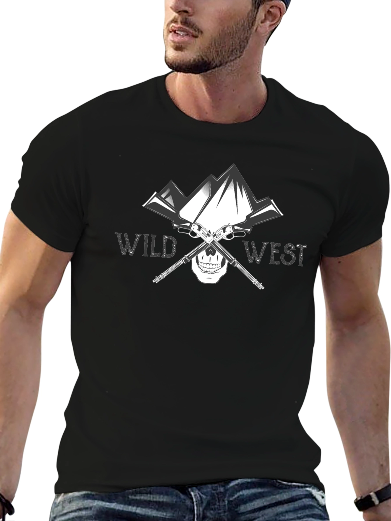 Wild West Skull & Guns Graphic T-Shirt