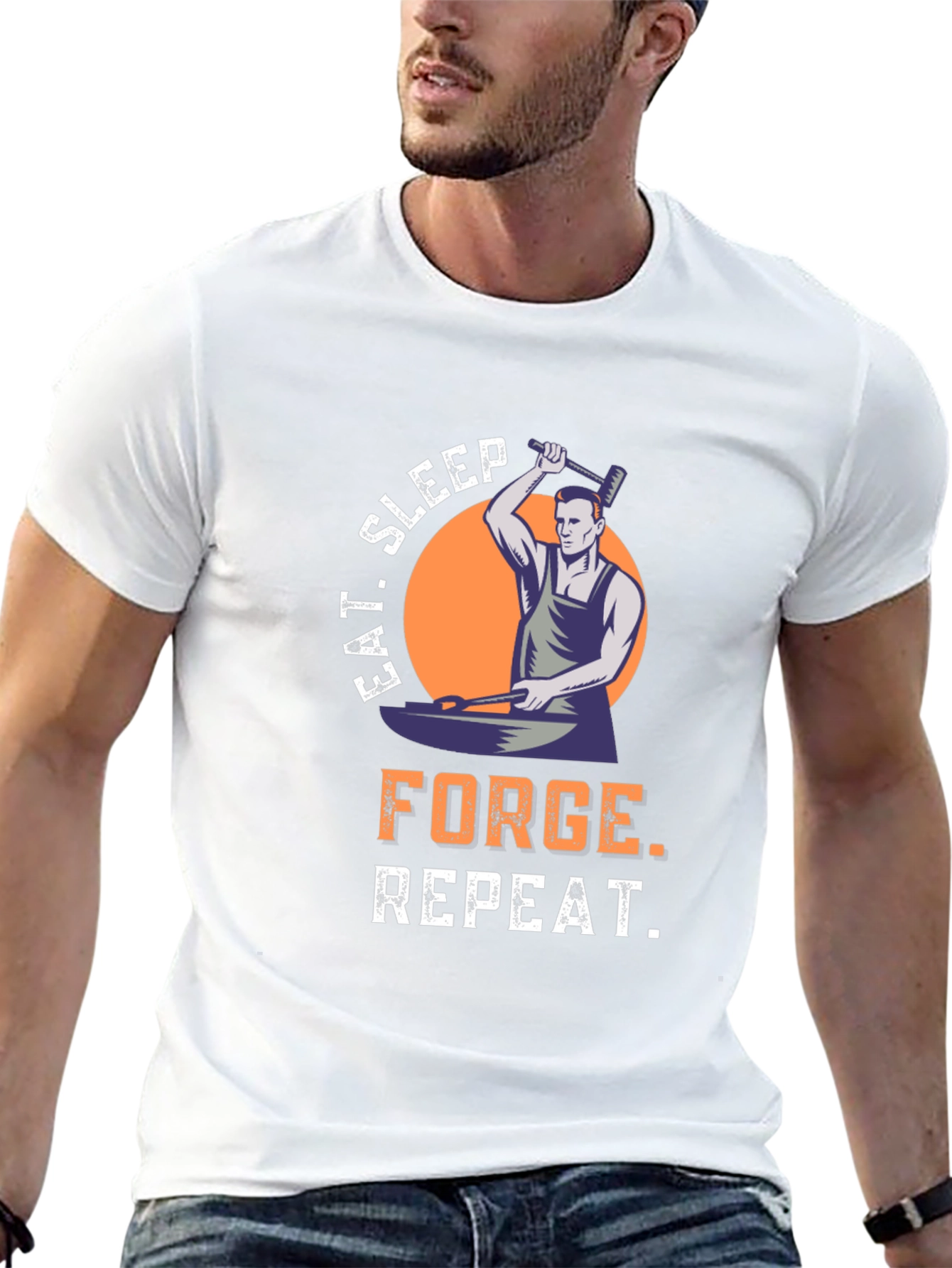 Eat Sleep Forge Repeat Black Graphic Tee