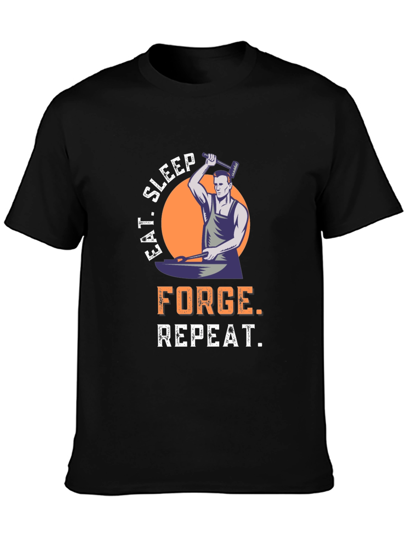 Eat Sleep Forge Repeat Black Graphic Tee
