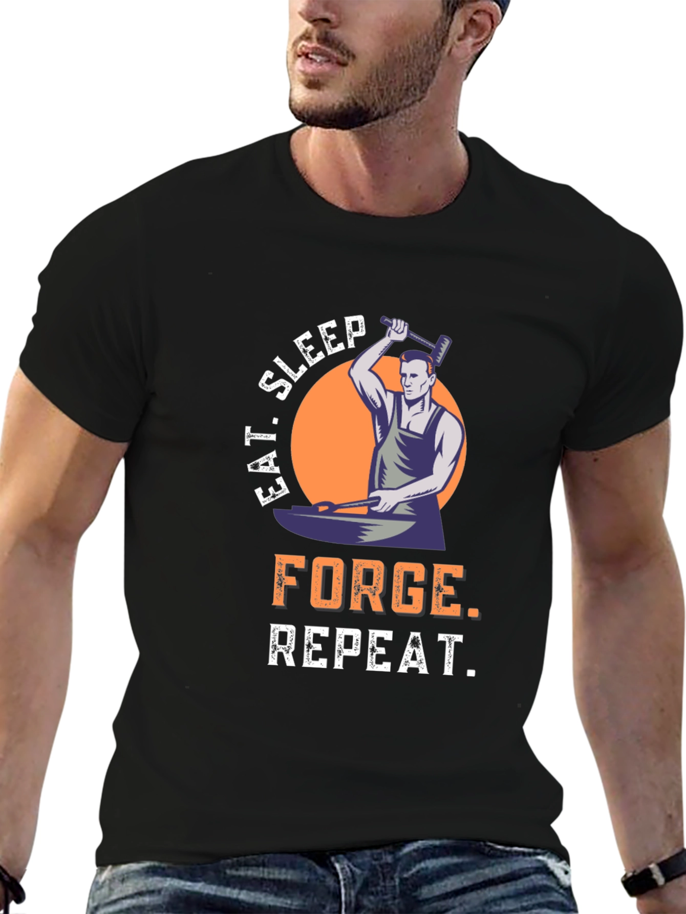 Eat Sleep Forge Repeat Black Graphic Tee