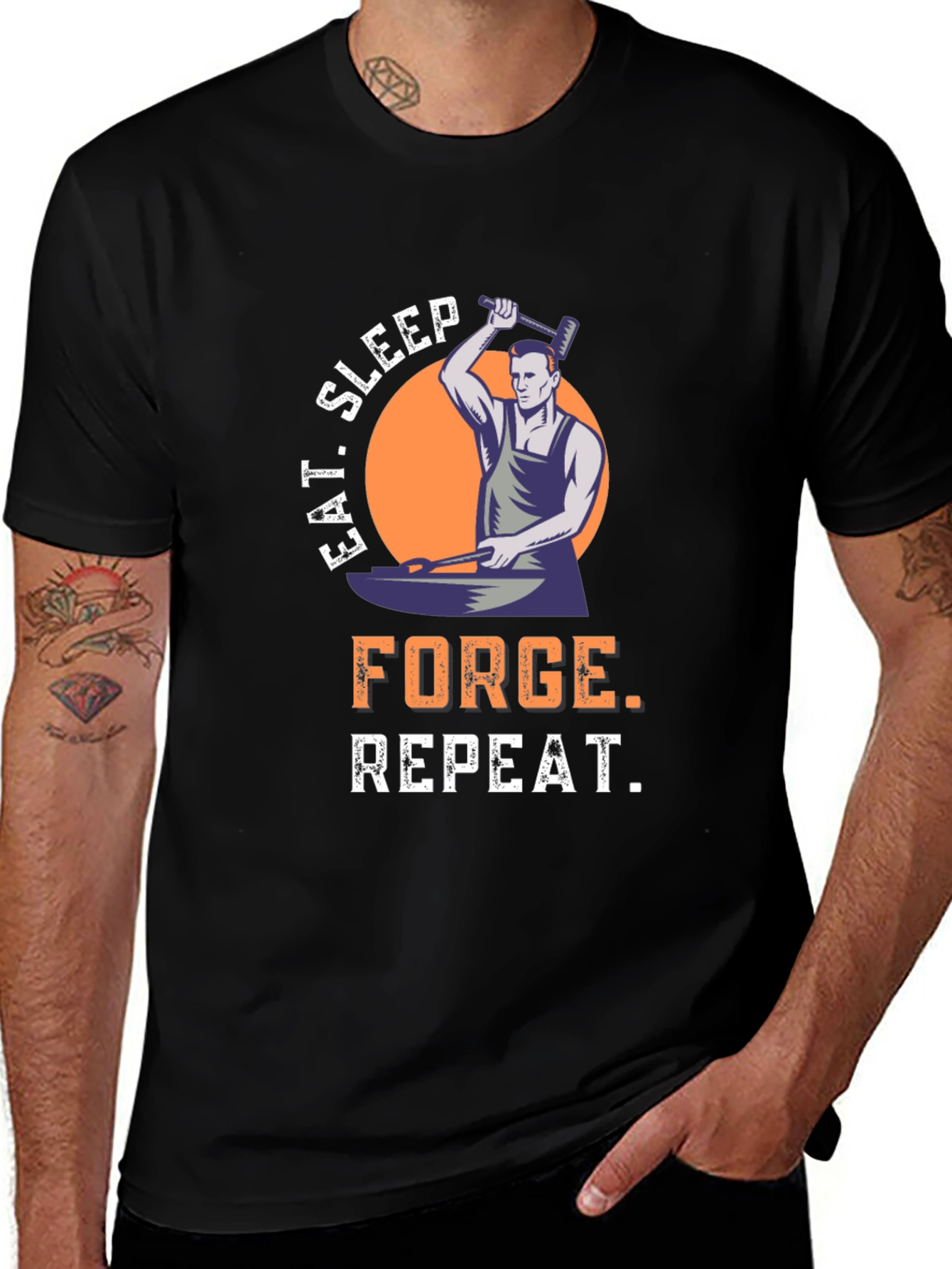 Eat Sleep Forge Repeat Black Graphic Tee