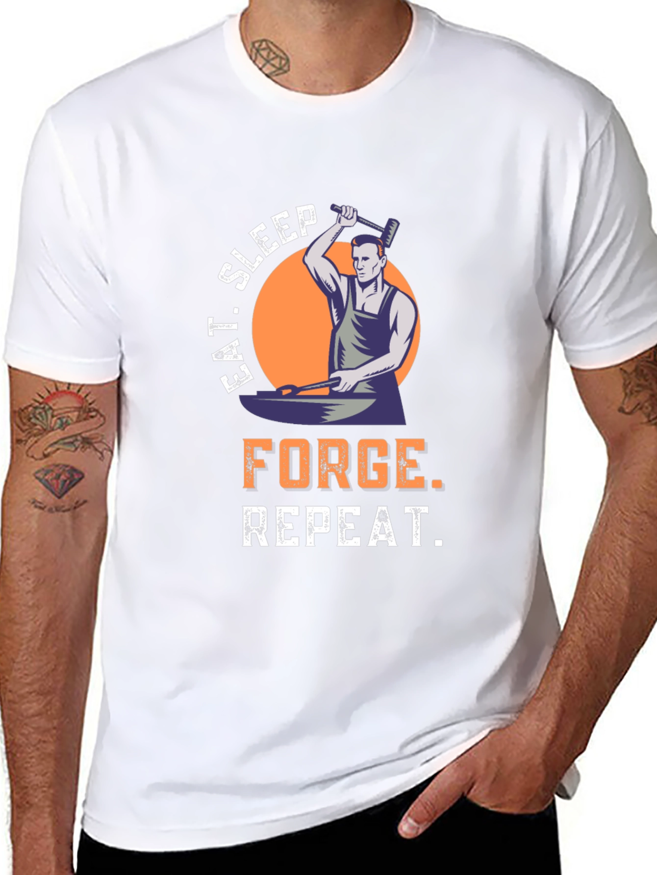 Eat Sleep Forge Repeat Black Graphic Tee