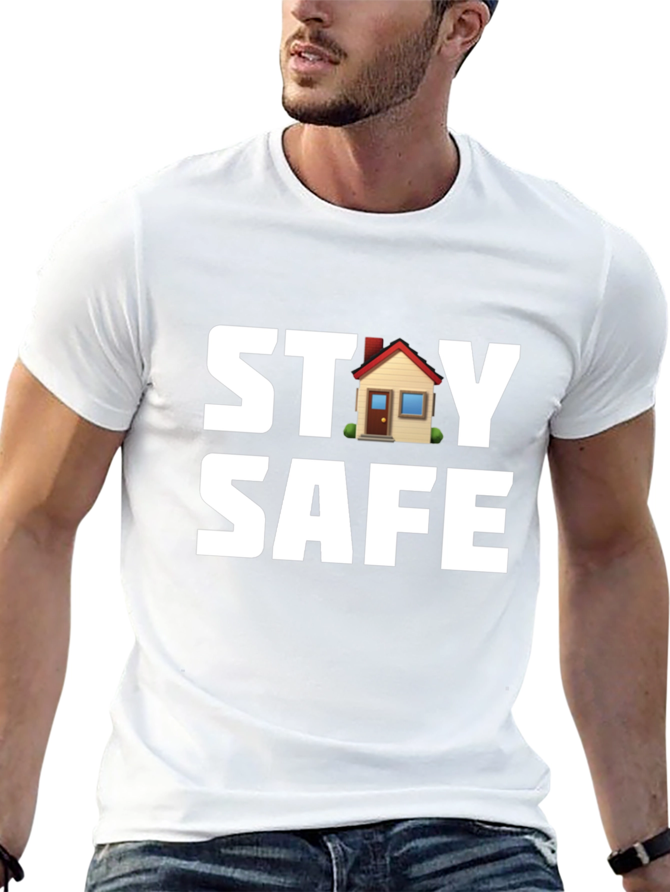 Stay Safe T-Shirt with House Graphic