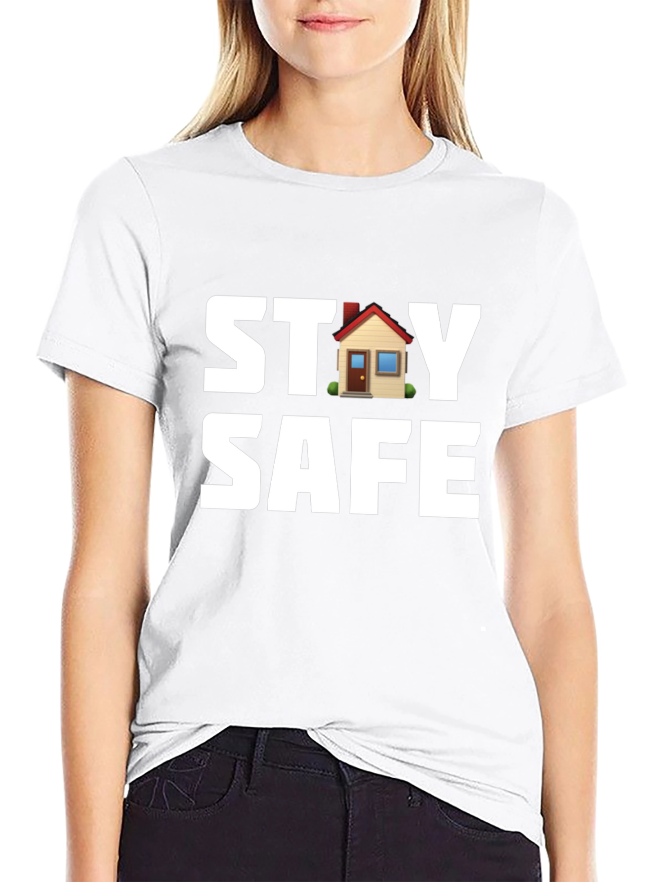 Stay Safe T-Shirt with House Graphic