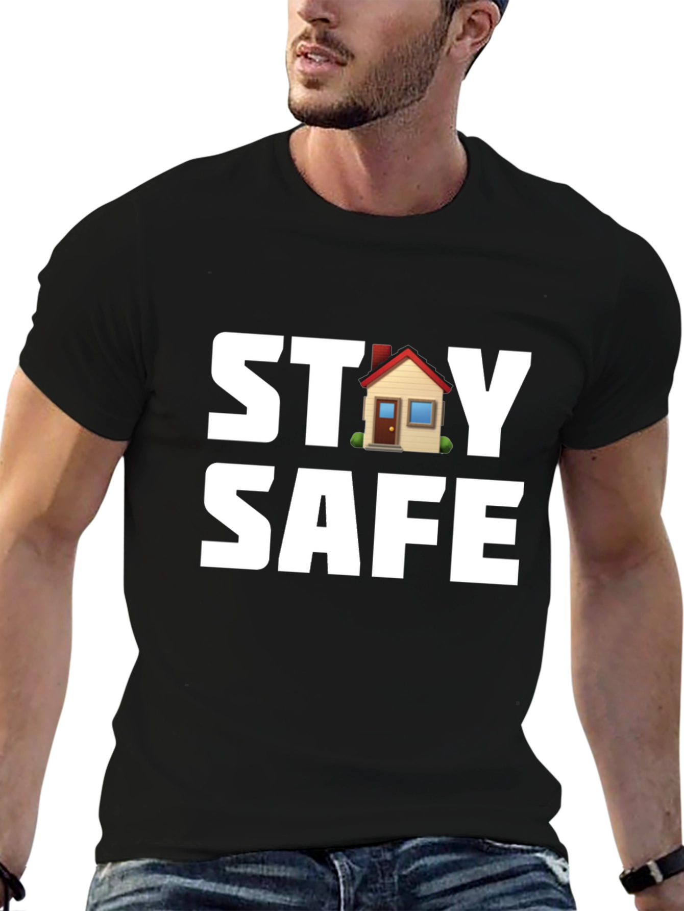 Stay Safe T-Shirt with House Graphic