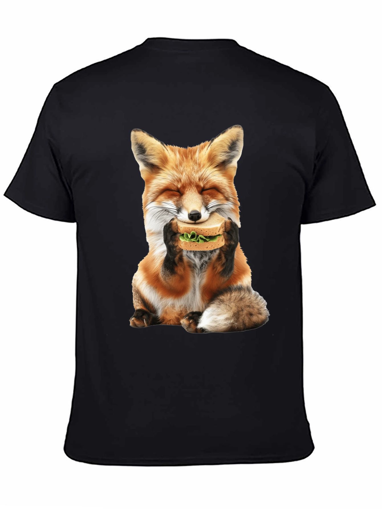 Fox Eating Sandwich Graphic T-Shirt