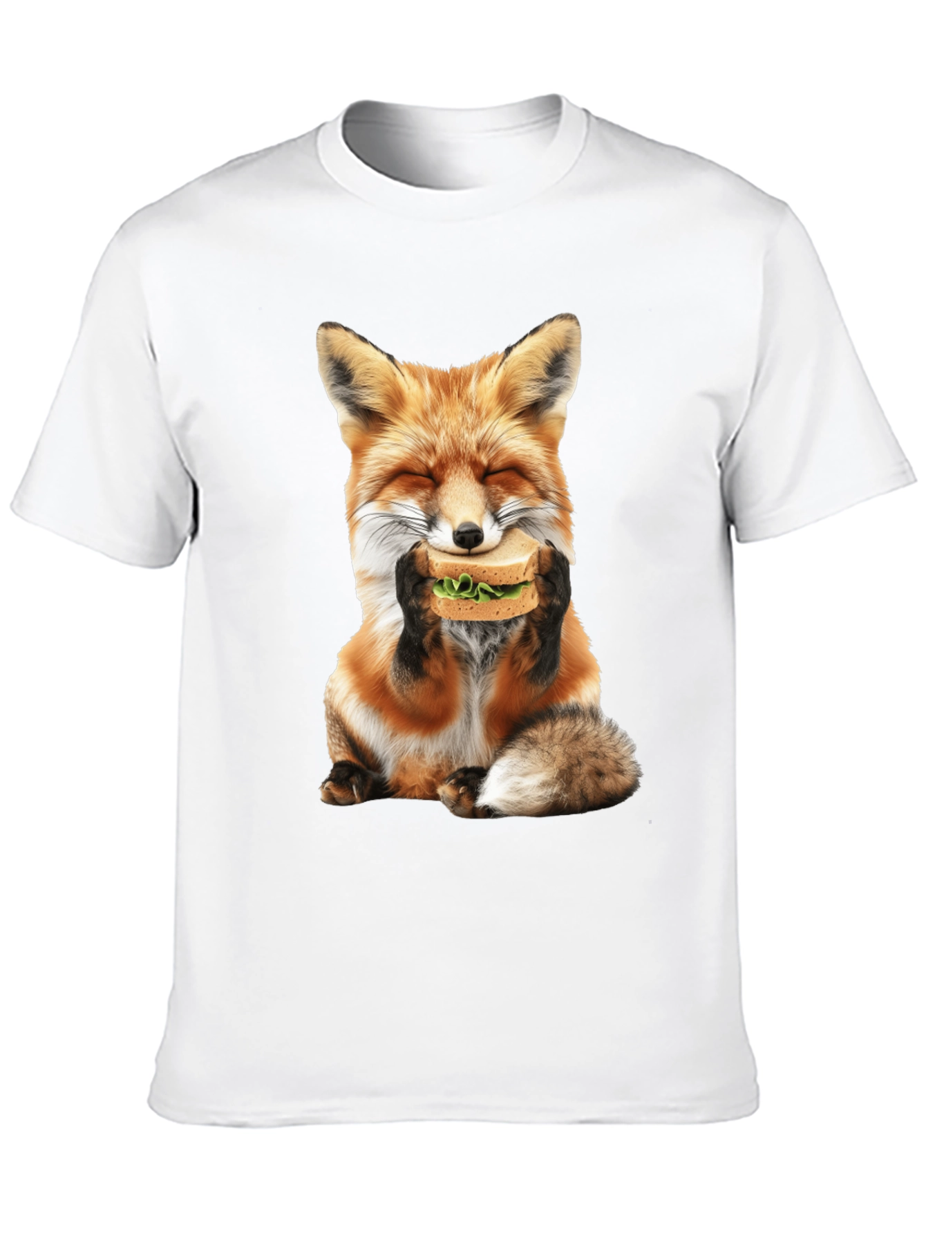 Fox Eating Sandwich Graphic T-Shirt