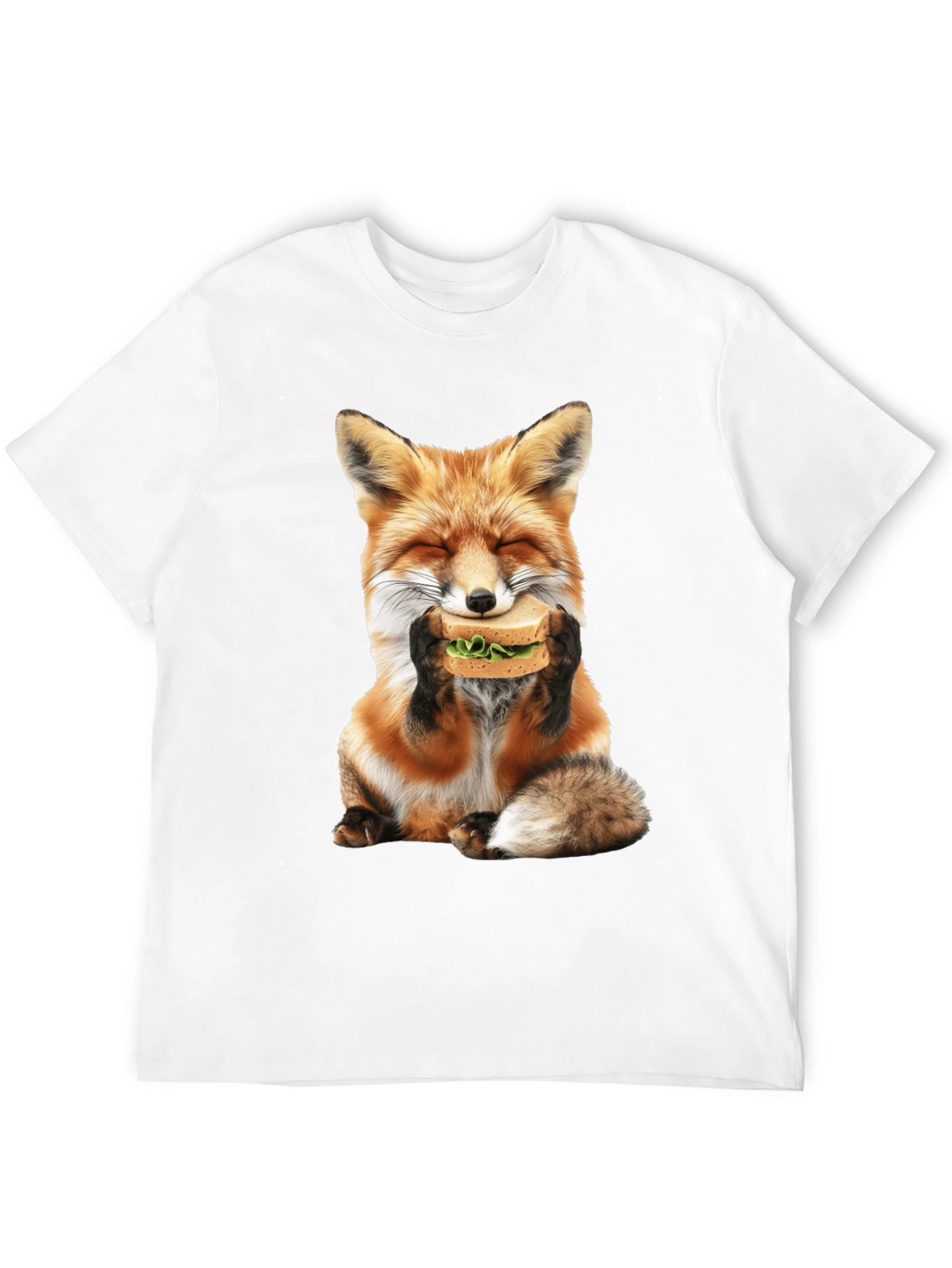 Fox Eating Sandwich Graphic T-Shirt