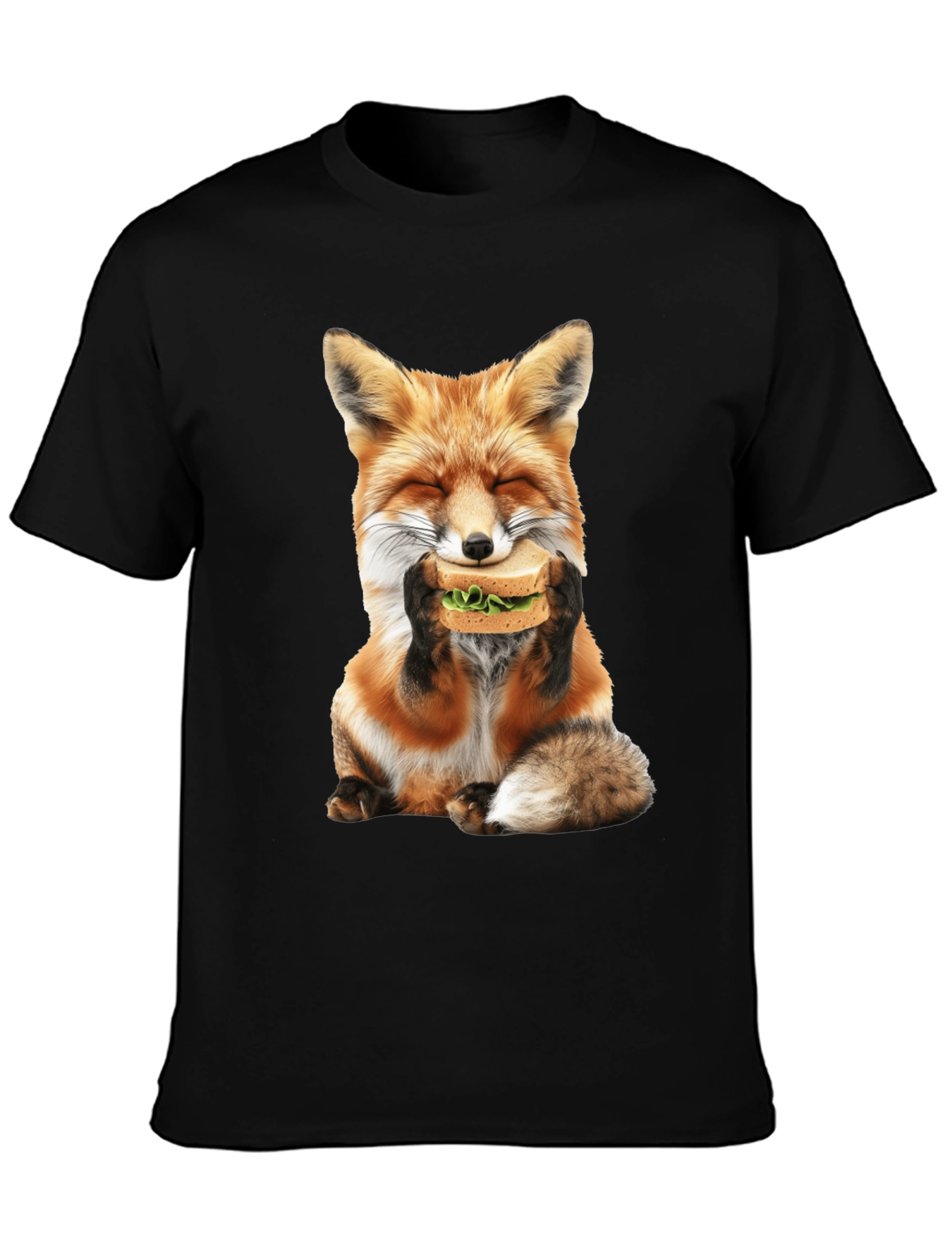 Fox Eating Sandwich Graphic T-Shirt