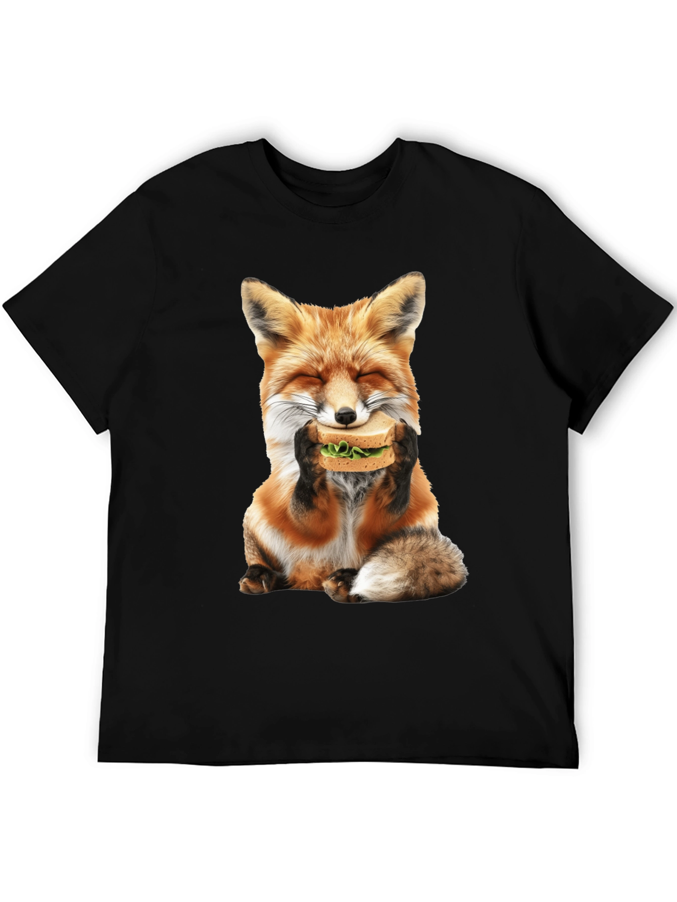 Fox Eating Sandwich Graphic T-Shirt