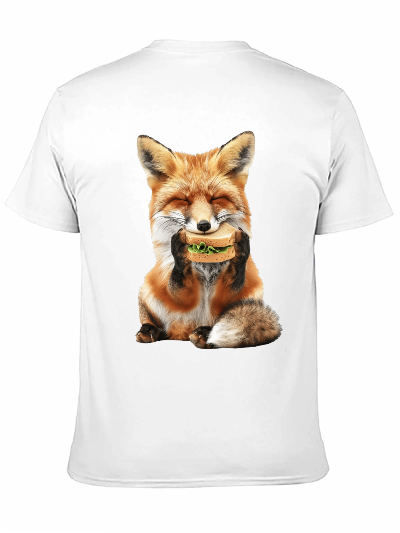 Fox Eating Sandwich Graphic T-Shirt