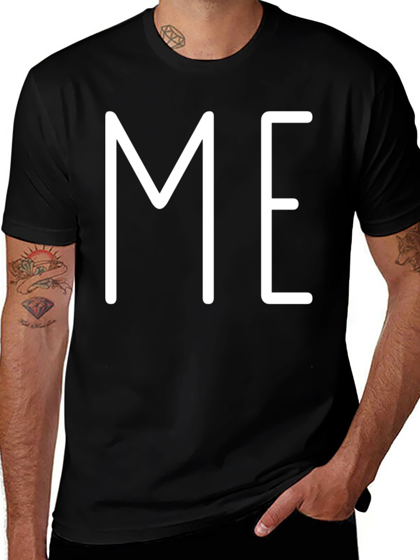 Minimalist ME Graphic Print Black T-Shirt