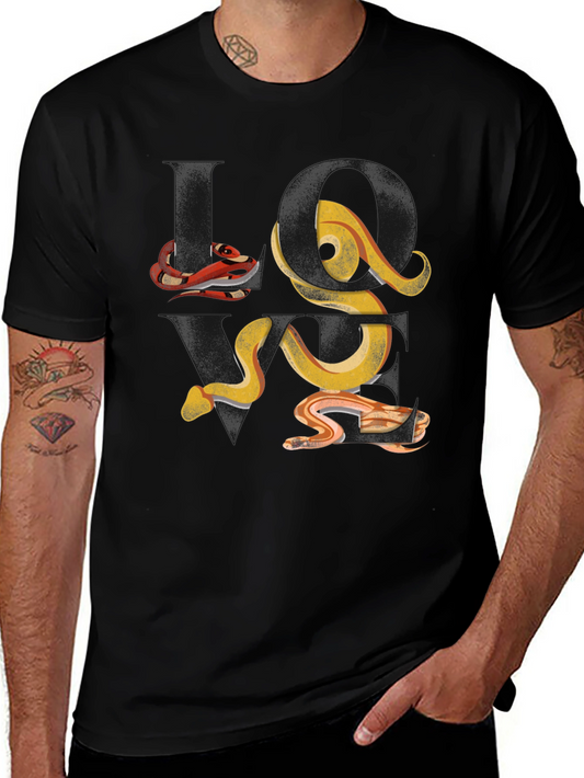 Abstract Snake Print Black T-Shirt