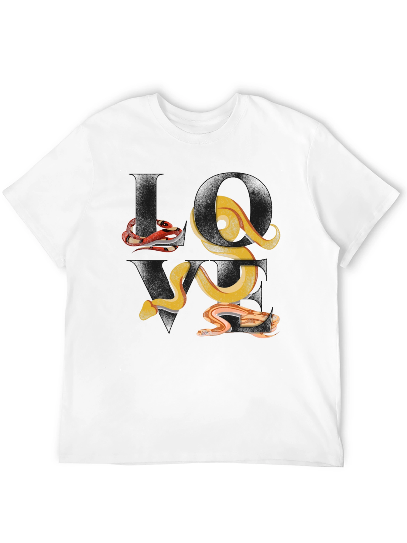 Abstract Snake Print Black T-Shirt
