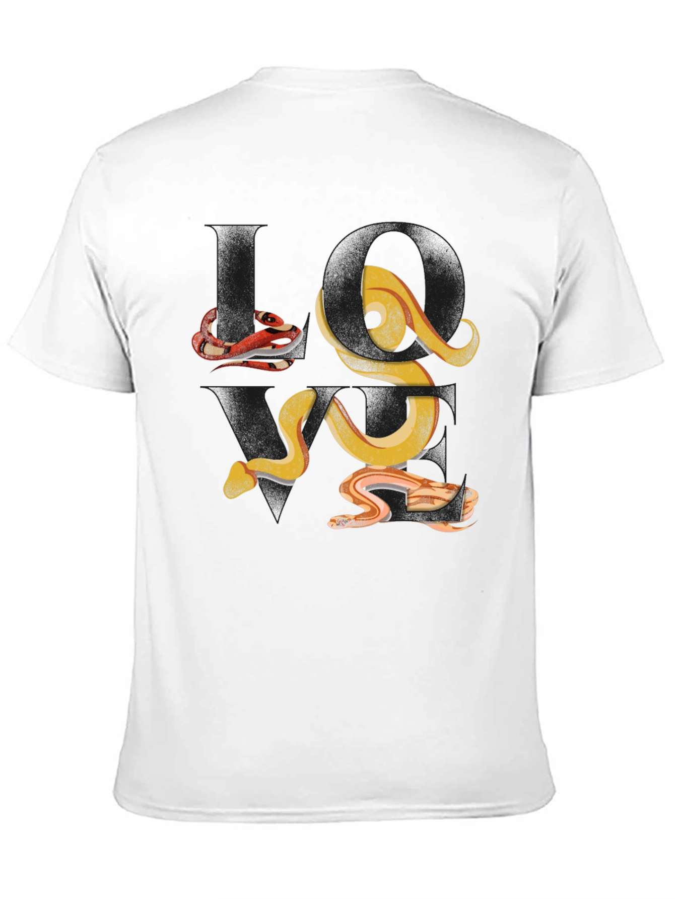 Abstract Snake Print Black T-Shirt