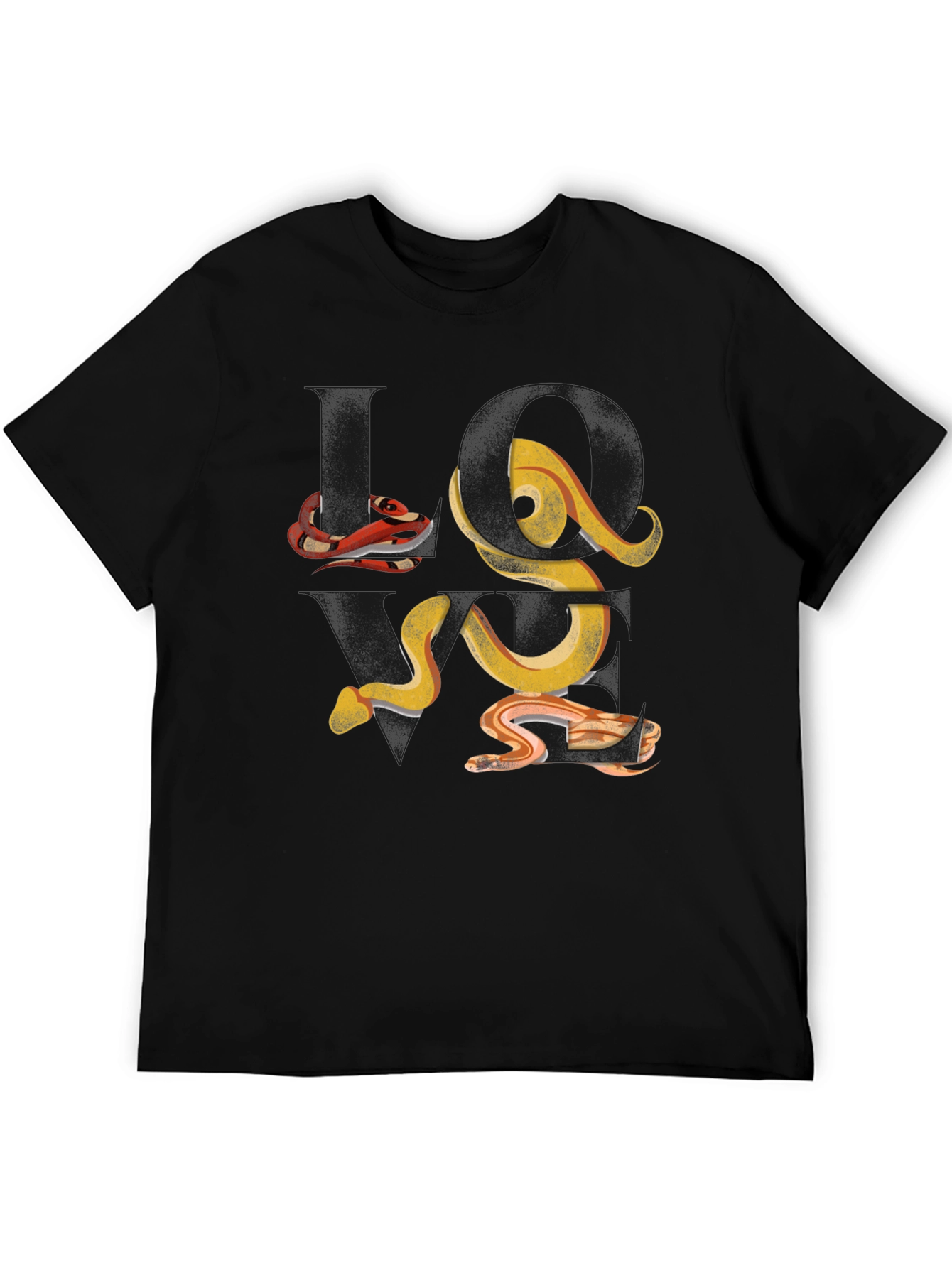 Abstract Snake Print Black T-Shirt