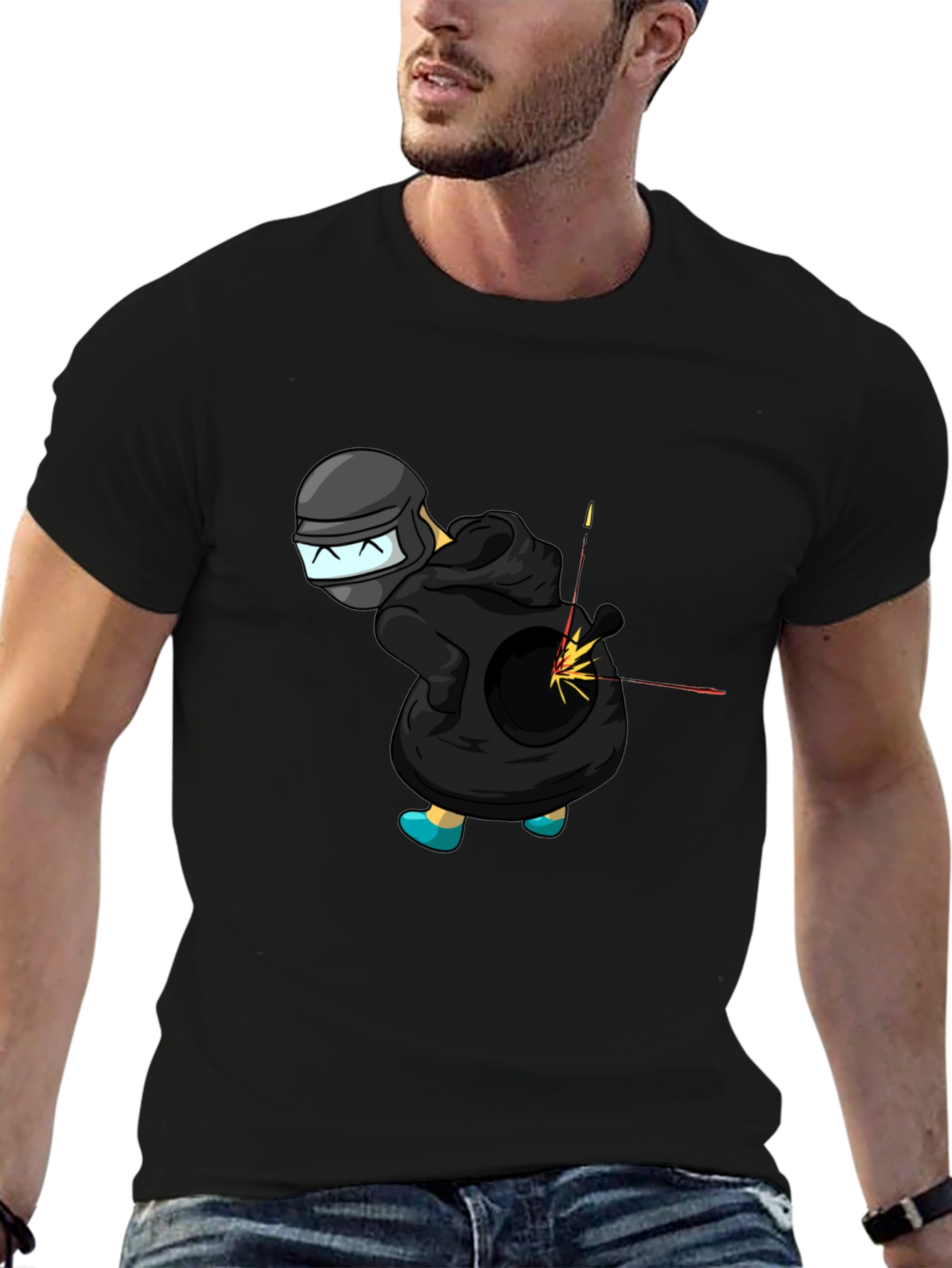 Humorous PUBG Gamer Black T-Shirt