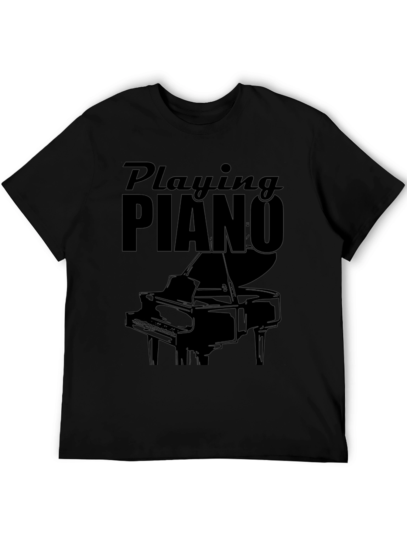 Playing Piano Graphic Tee - Black