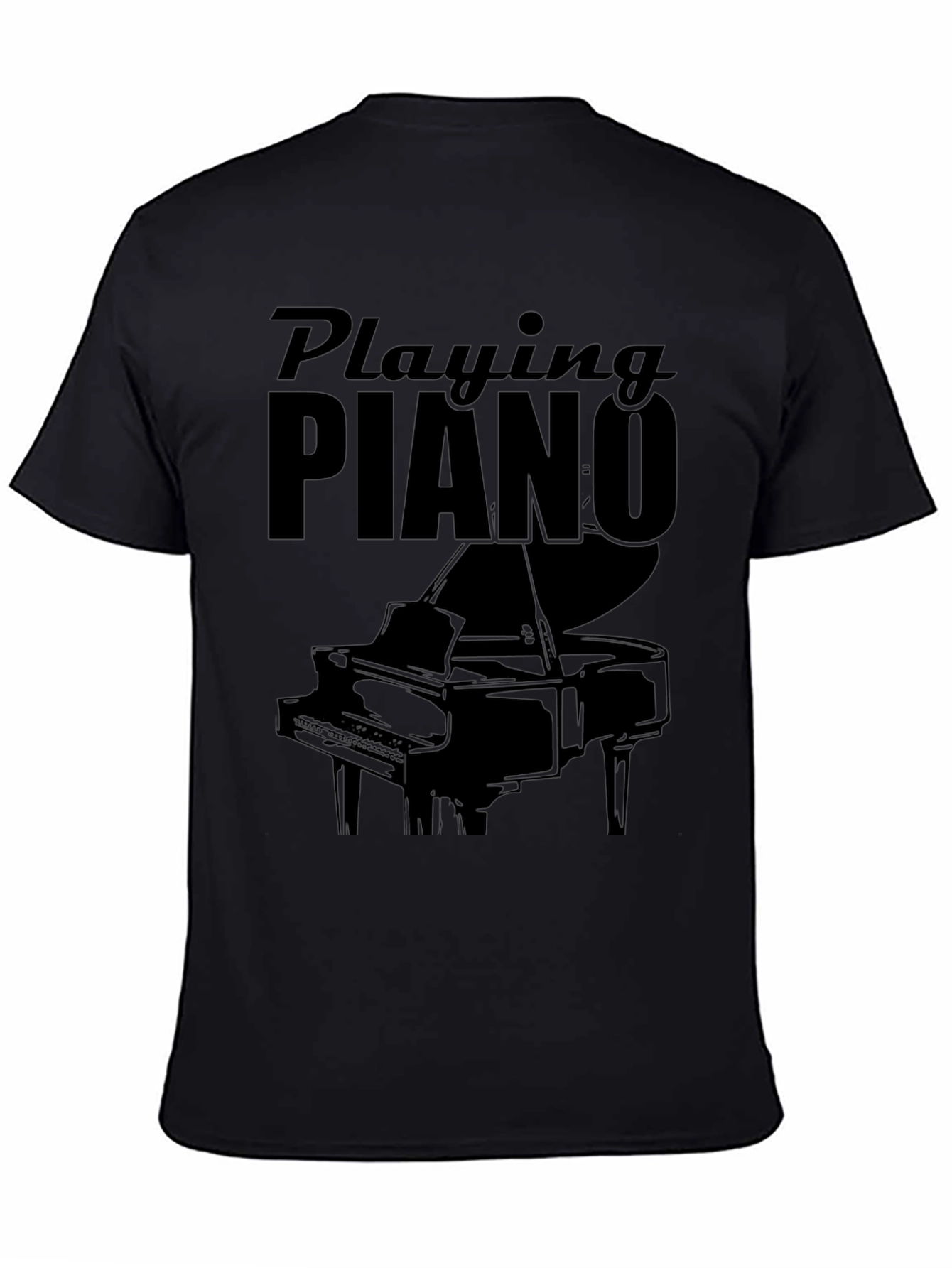 Playing Piano Graphic Tee - Black