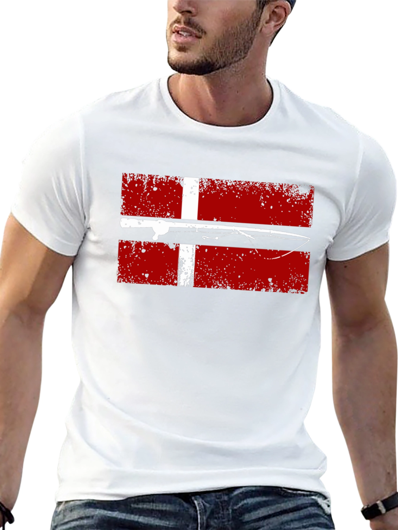 Denmark Fishing Flag Graphic T-Shirt