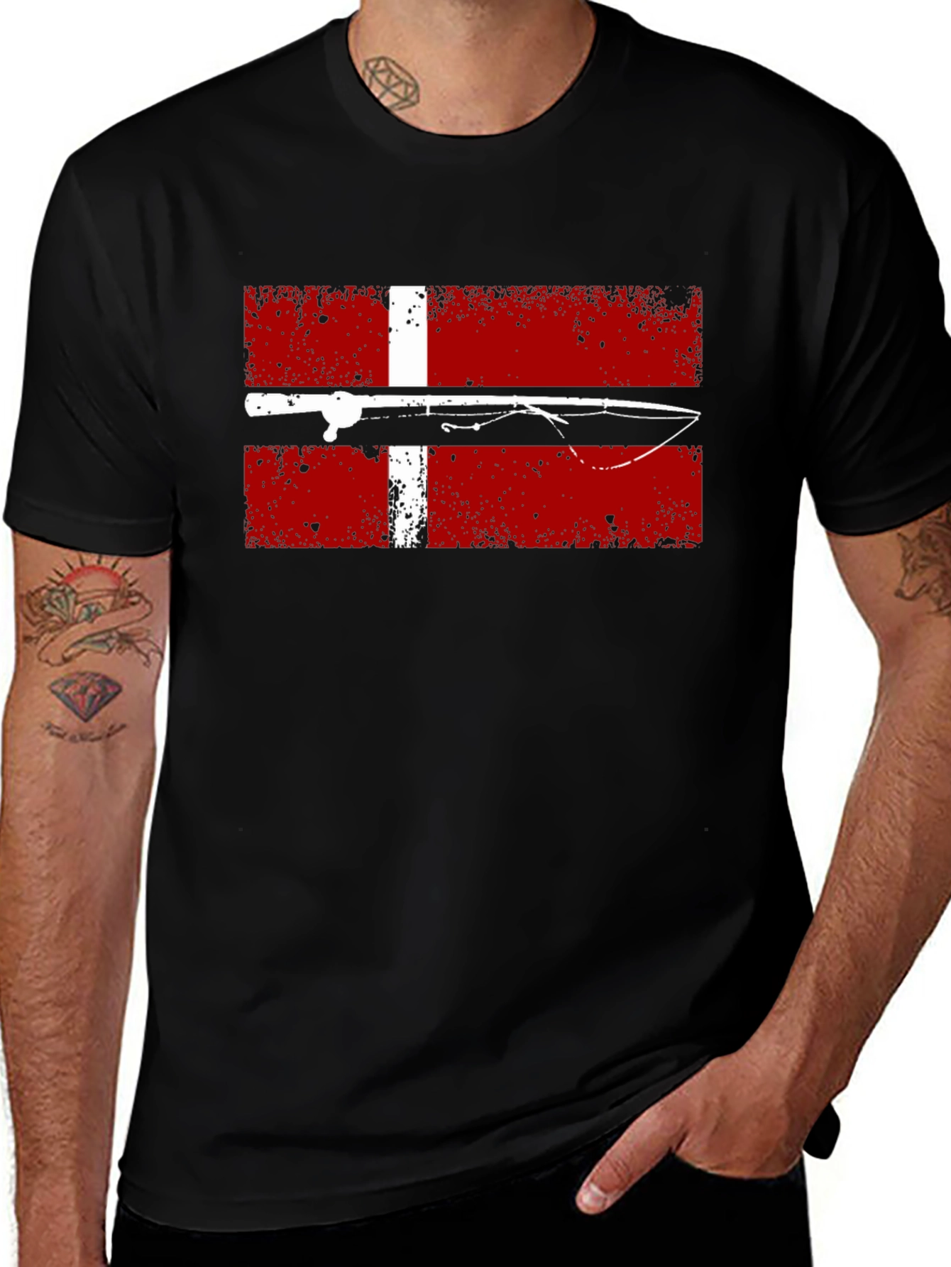 Denmark Fishing Flag Graphic T-Shirt