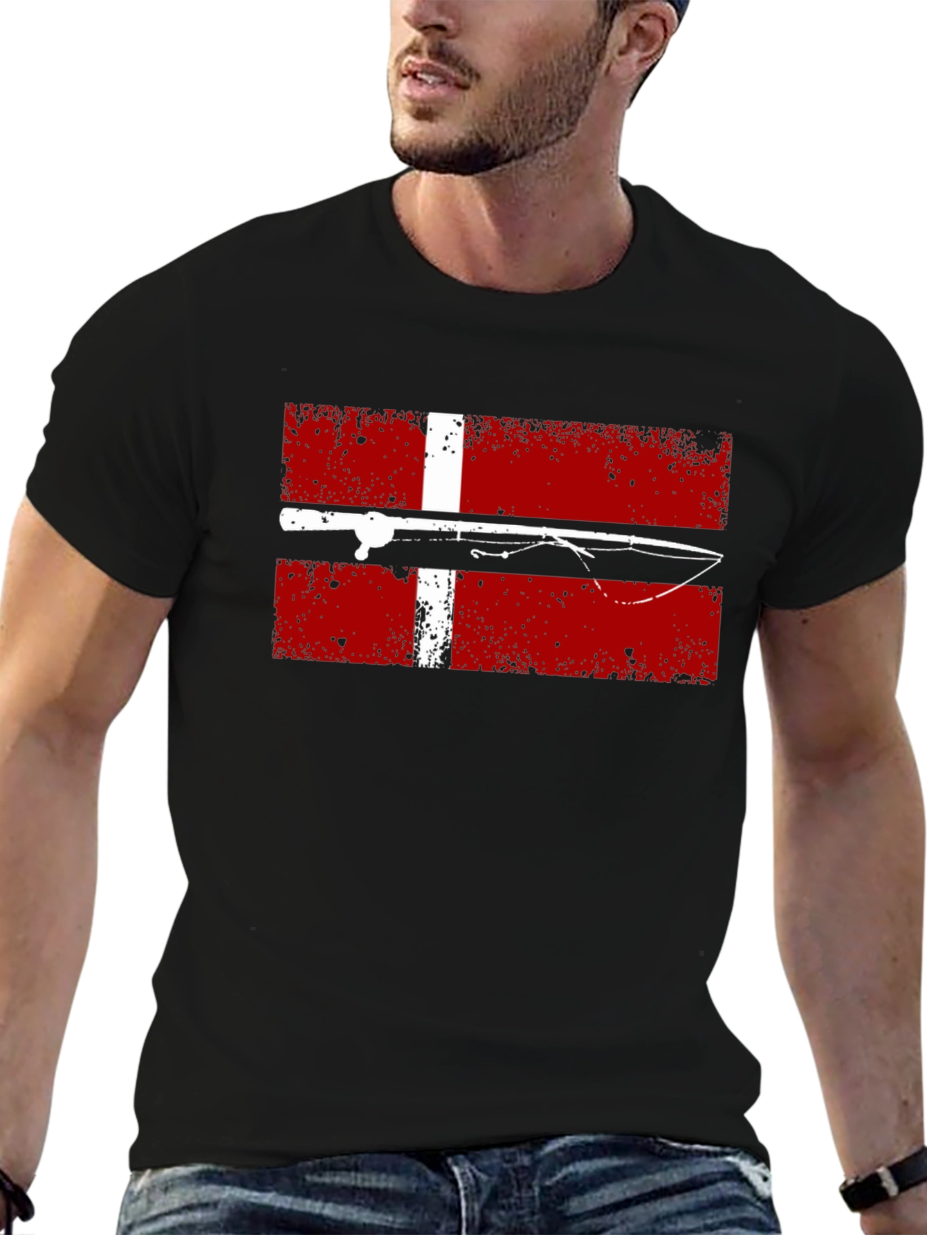 Denmark Fishing Flag Graphic T-Shirt