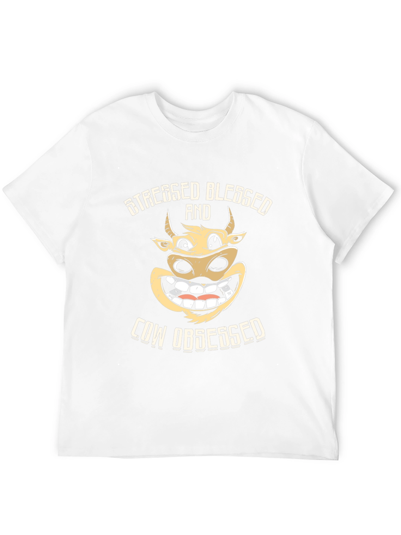 Stressed Blessed Cow Obsessed Black T-Shirt