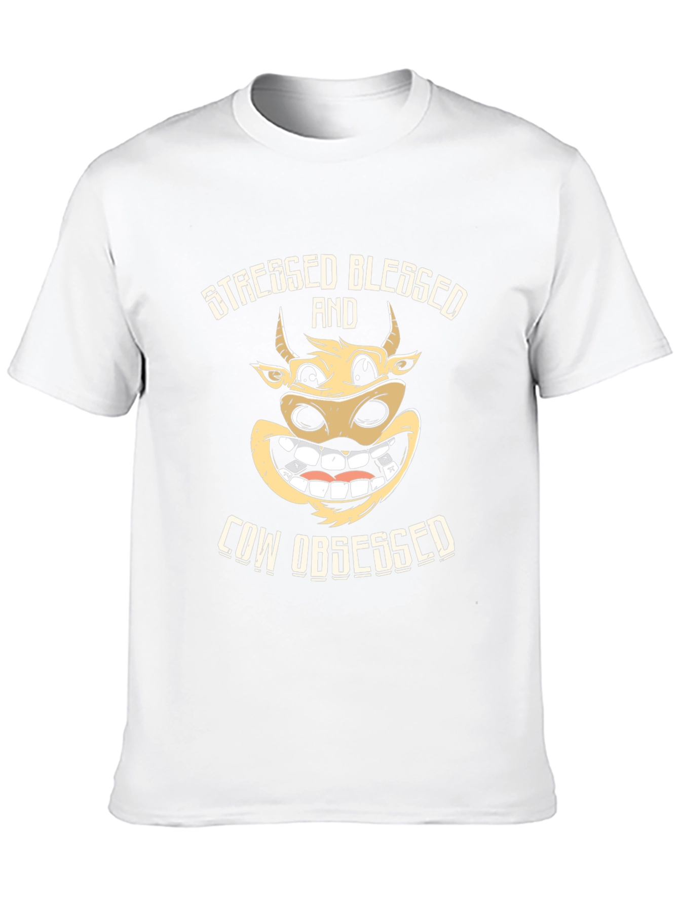Stressed Blessed Cow Obsessed Black T-Shirt