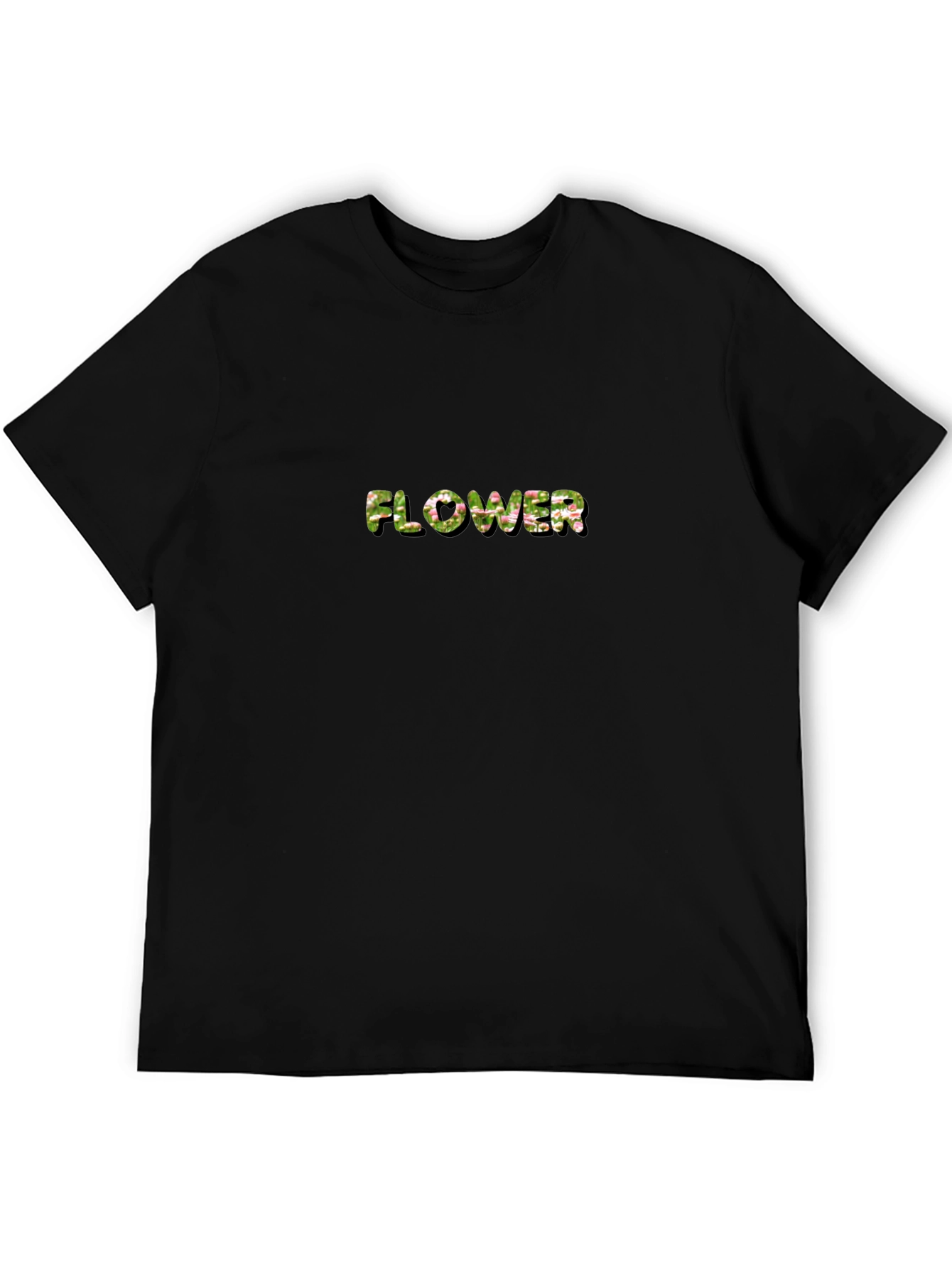 Floral Lettered Black T-Shirt